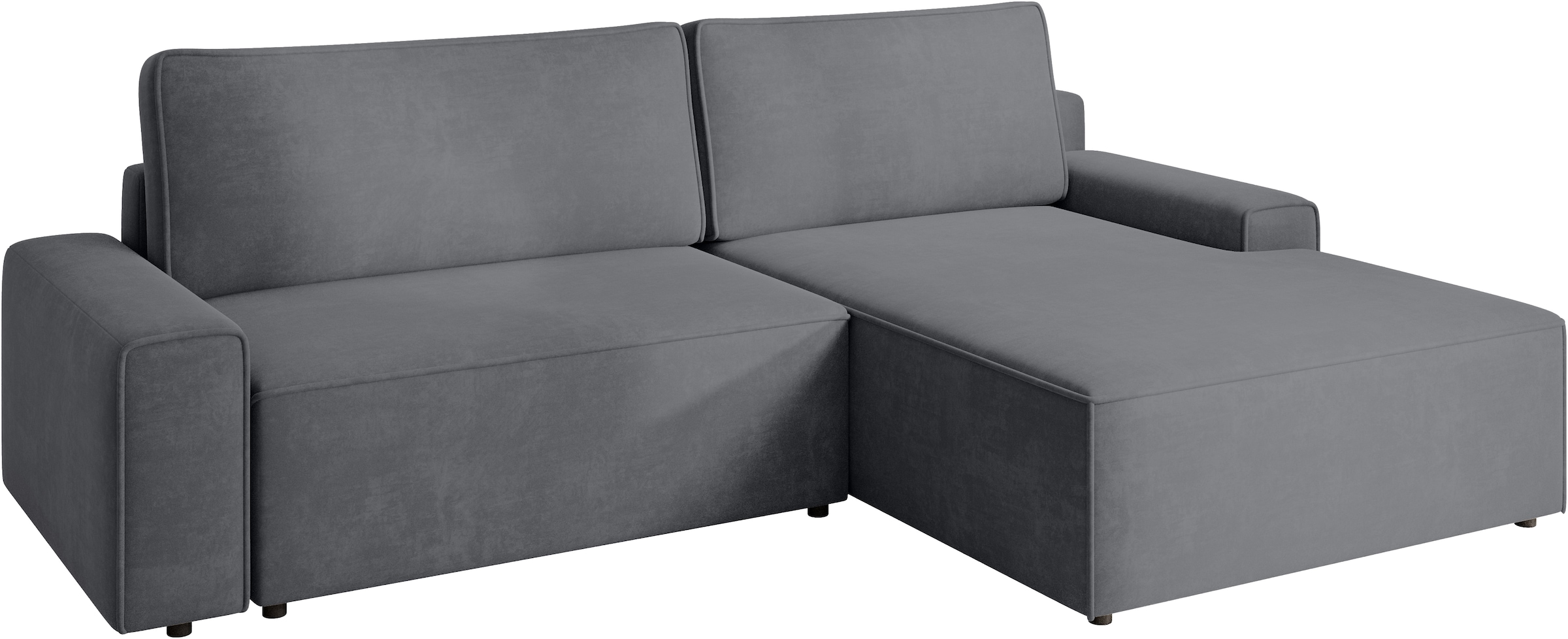 TRENDMANUFAKTUR Canapé d'angle »Challenge, Schlafsofa mit Bettkasten, Couch in L-Form, Breite 245 cm« recamière montable des deux côtés, aussi en velours côtelé tendance