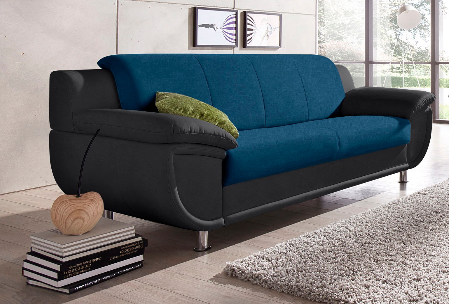 TRENDMANUFAKTUR 3-places »Rondo 3, zeitlos und modern, bequem, Materialmix, Breite 207cm« au choix avec ressorts, accoudoirs extra larges pour se détendre