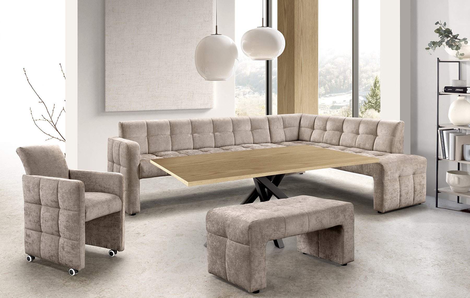 exxpo - sofa fashion Banc de salle à manger »Barista, bequem und elegant, hohe Bodenfreiheit« banquette d'angle Barista confortable et élégante, finition de haute qualité