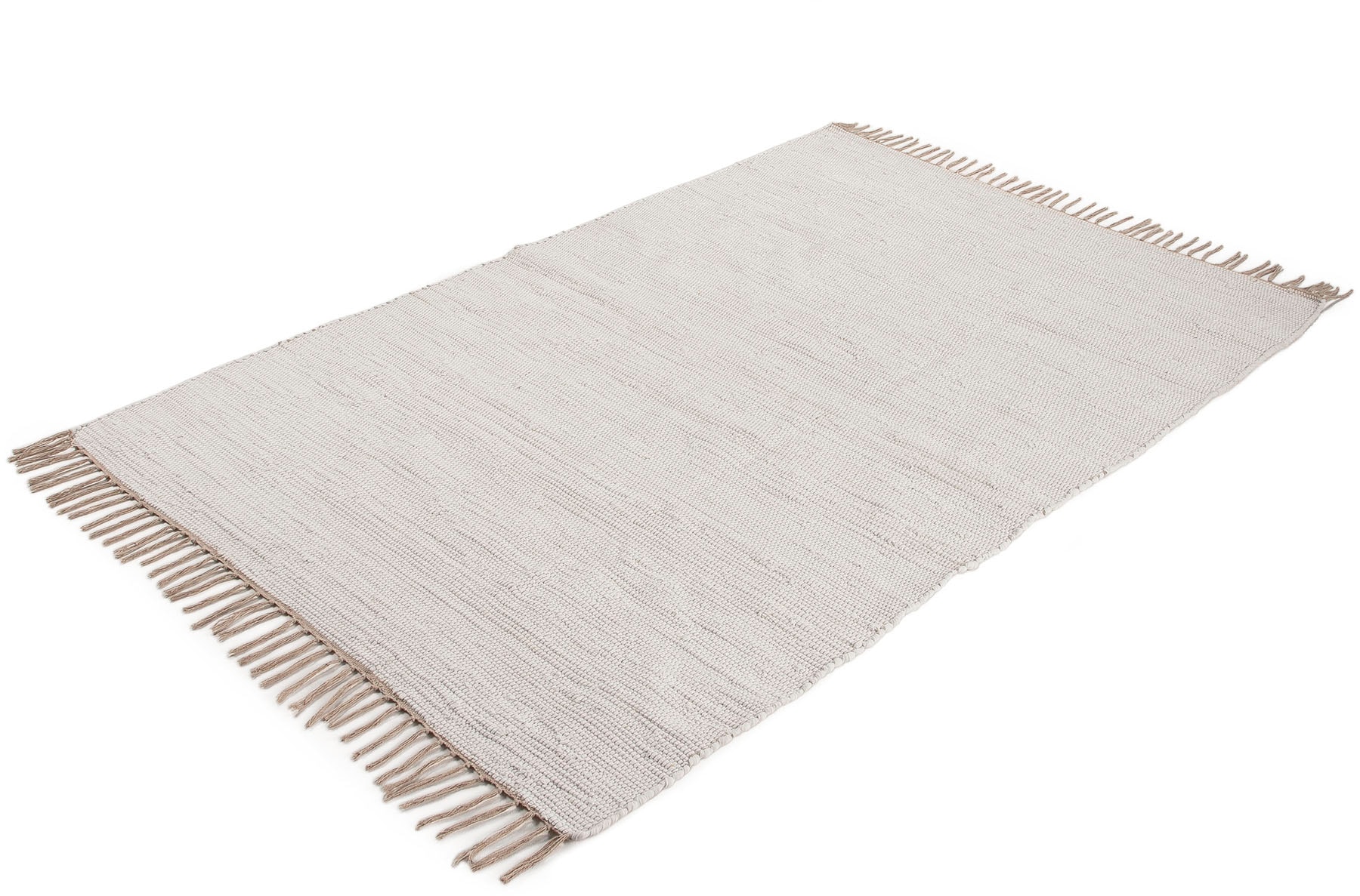 carpetfine Teppich »Kelim Chindi uni , auch als Läufer« rechteckig 5 mm Höhe Wendeteppich, reine Baumwolle, handgewebt, Uni-Farben, mit Fransen