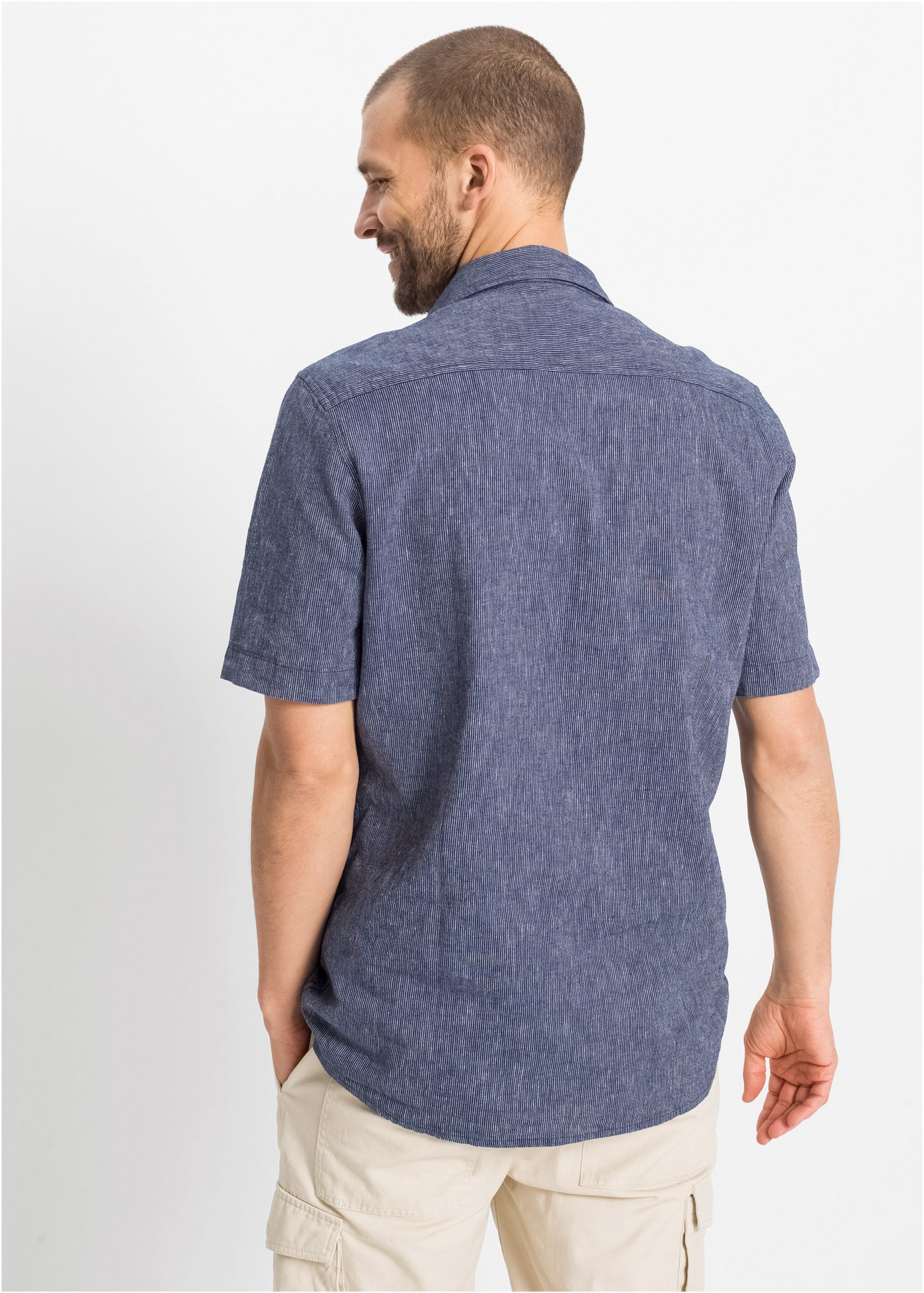 bonprix Chemise à manches courtes Regular Fit, aus Leinen-Baumwoll-Mix, mit Kentkragen