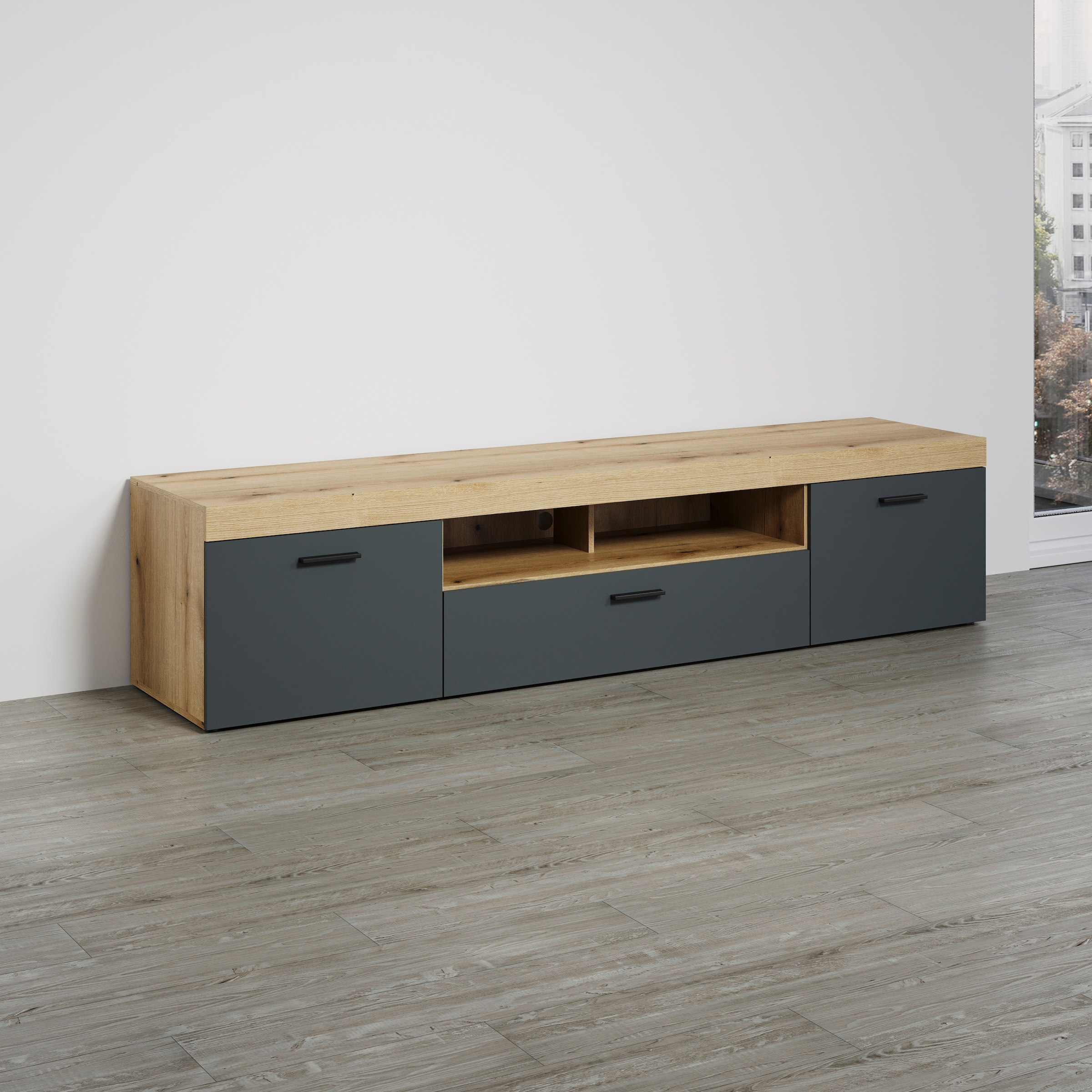 Home affaire Table basse »Tyler TV-Kommode« Packung, 1 cuis tlg. TV-Lowboard, Hirnholzapplikationen, Breite 230 cm