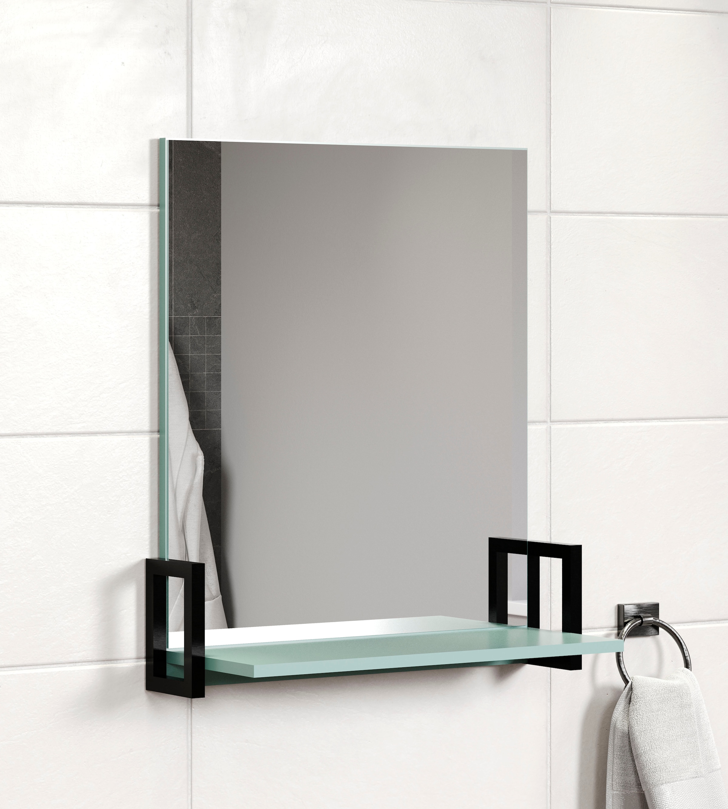 welltime Badspiegel »Malcesine« Badspiegel mit Ablage in Dunkeltürkis - Masse (B/T/H) 64/24/74 cm