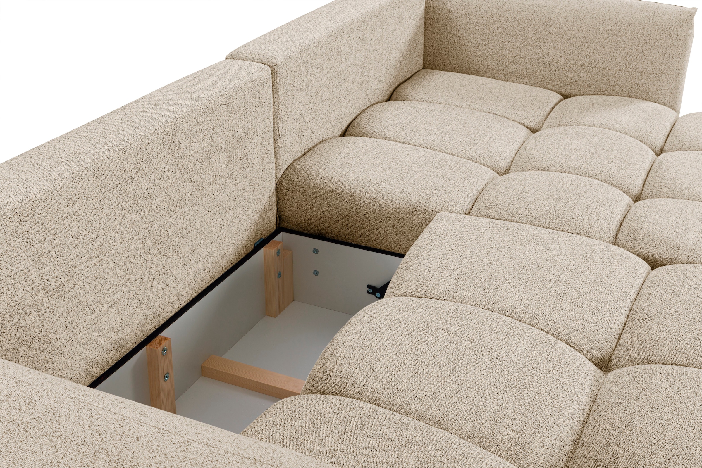 exxpo - sofa fashion Canapé d'angle »Livonia, B/T: 260/187, modern & praktisch für kleine Räume« Mit Bettfunktion & Bettkasten,hoher Sitzkomfort,inkl. Steppung, L-Form