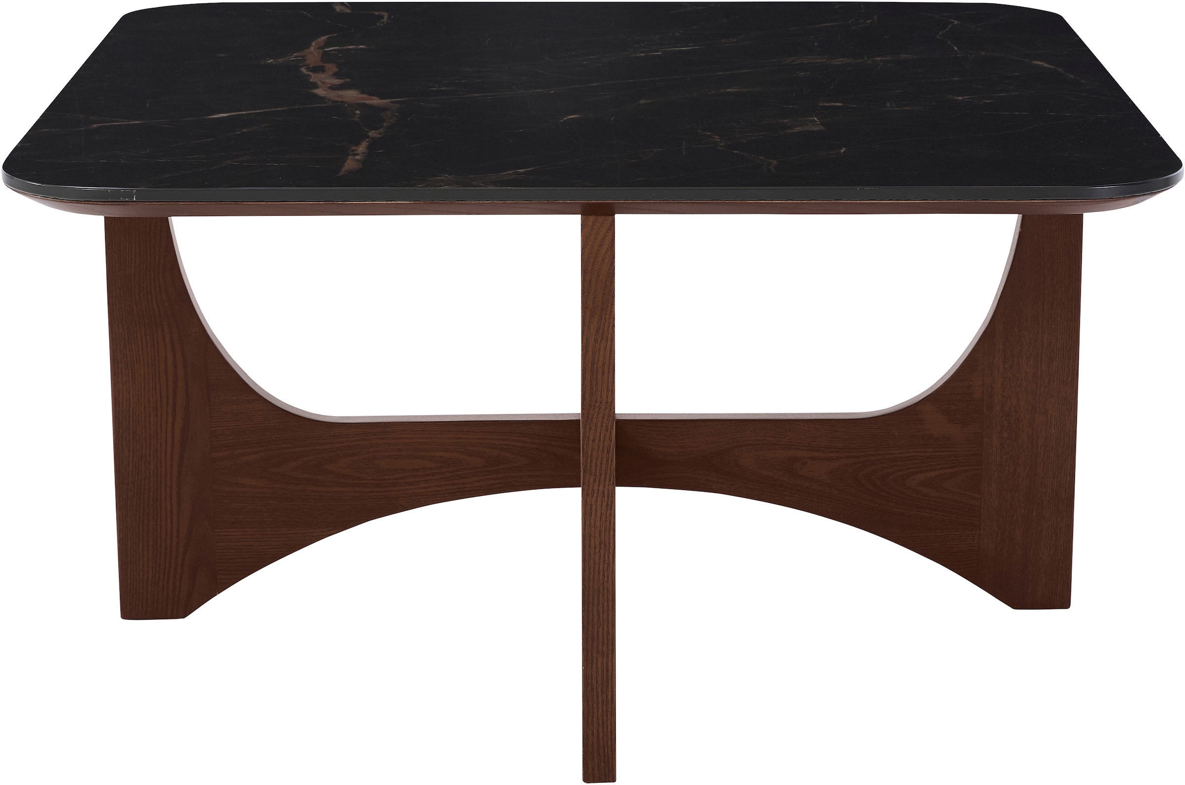 LeGer Home by Lena Gercke Couchtisch »Kirella« 1 Stk. tlg. mit Marmor-Optik und massivem Eschenholz-Kreuzfuss, Breite 85 cm