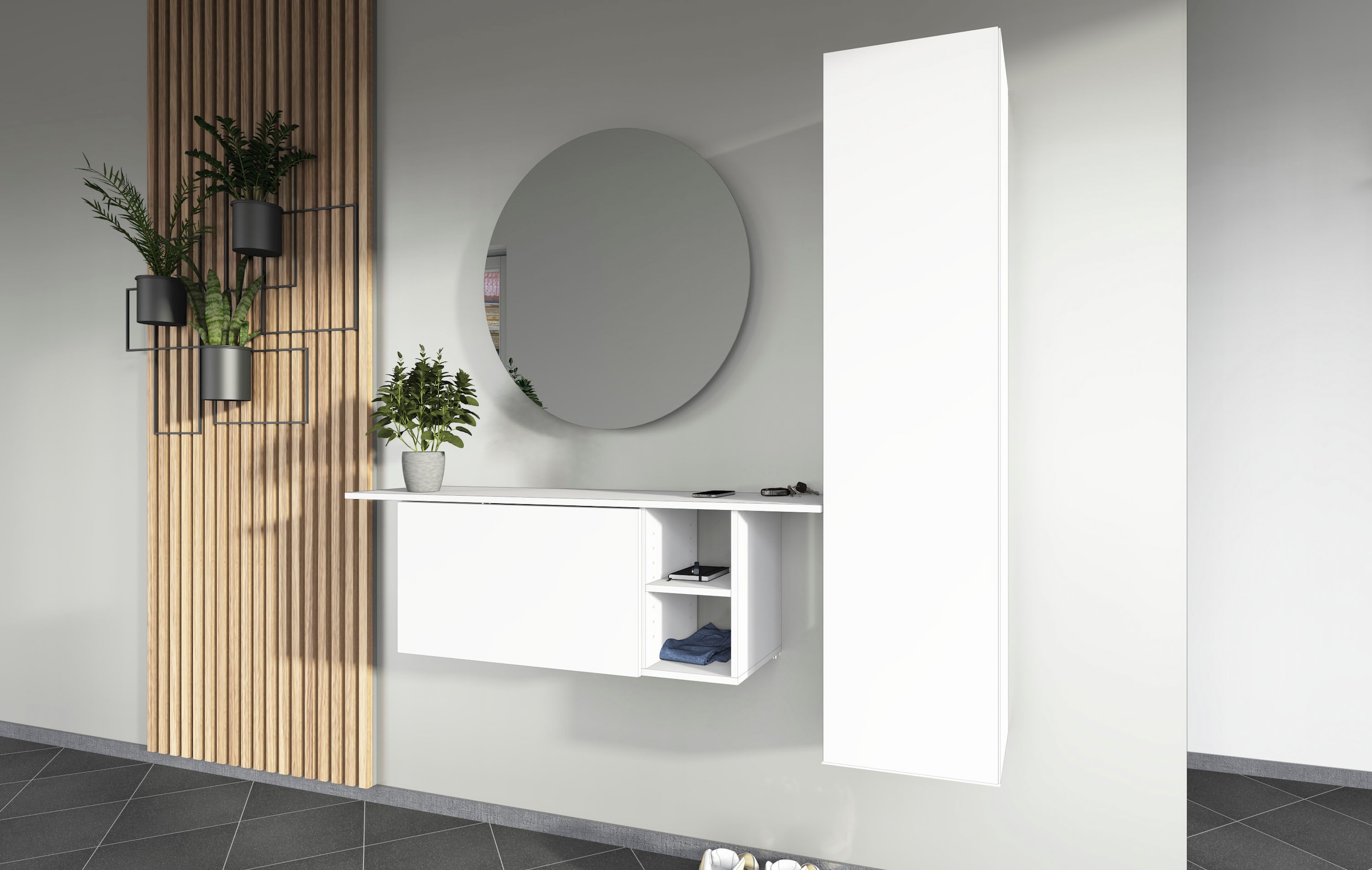 borchardt Möbel Ensemble de vestiaires »Toledo, moderne Garderobe mit Spiegel, Schminktisch mit Regalfächern« Ensemble complet, 
