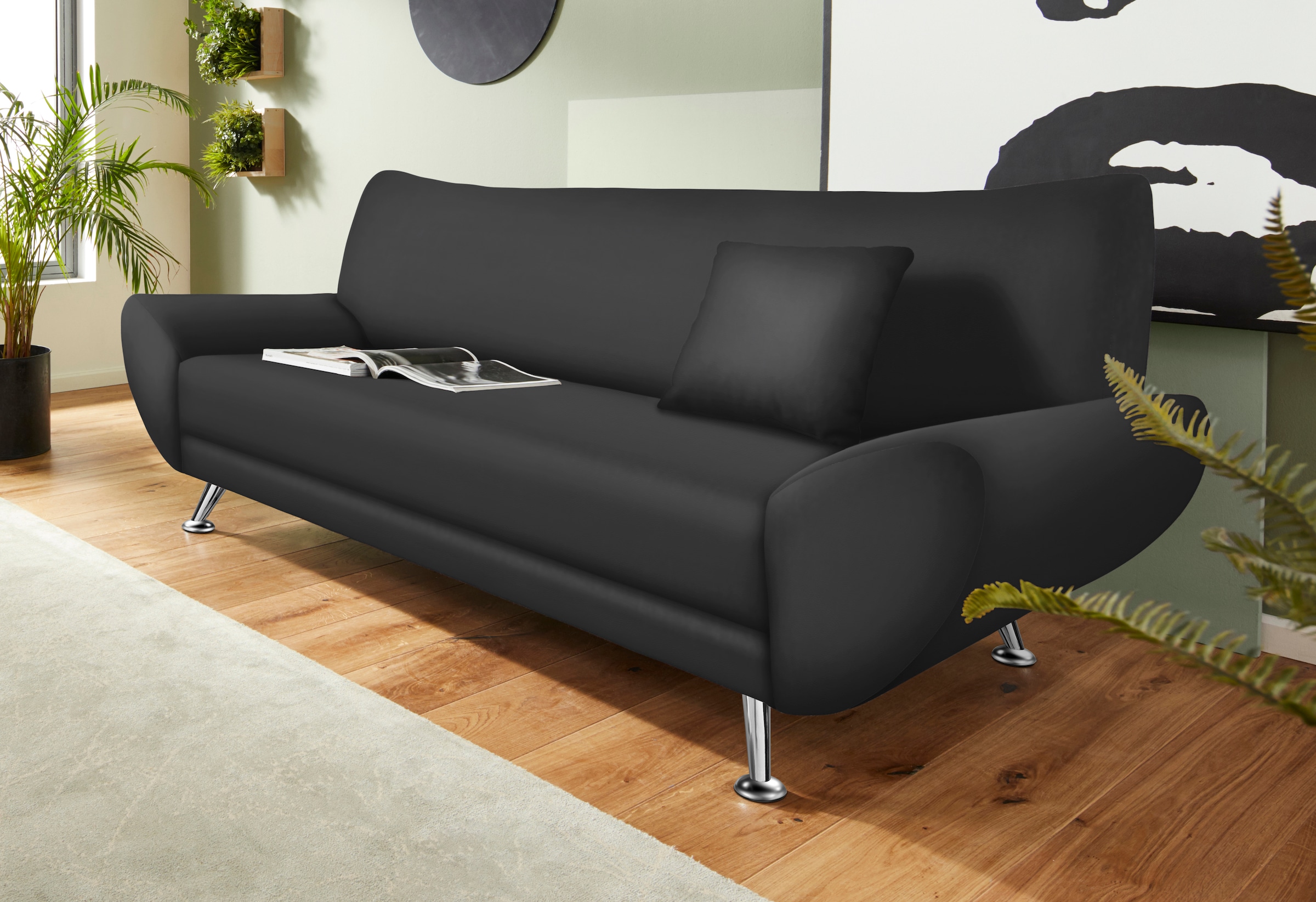 Home affaire 3-Sitzer »Saltare elegant & komfortabel, toller Designfuss, bequem, Breite 205cm«