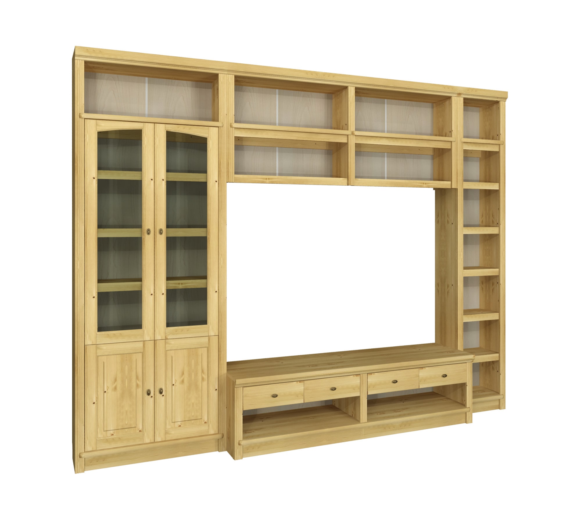 GOODproduct Meuble mural »Soeren, 1 TV-Lowboard, 1 Wandregal, 1 Bücherregal, 1 Vitrine« Ensemble, 4 cuis tlg.