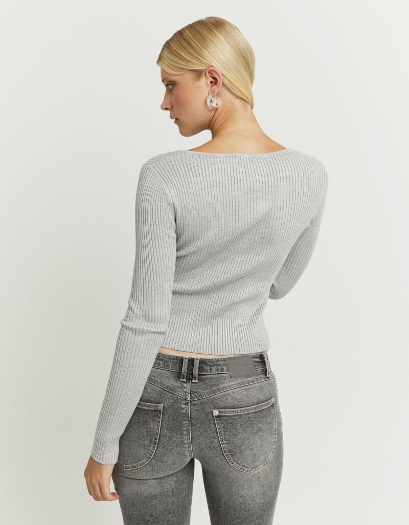 Tally Weijl Strickjacke »SCAVISADIA« unifarbene Ripp-Optik, bauchfrei mit silbernen Knöpfen