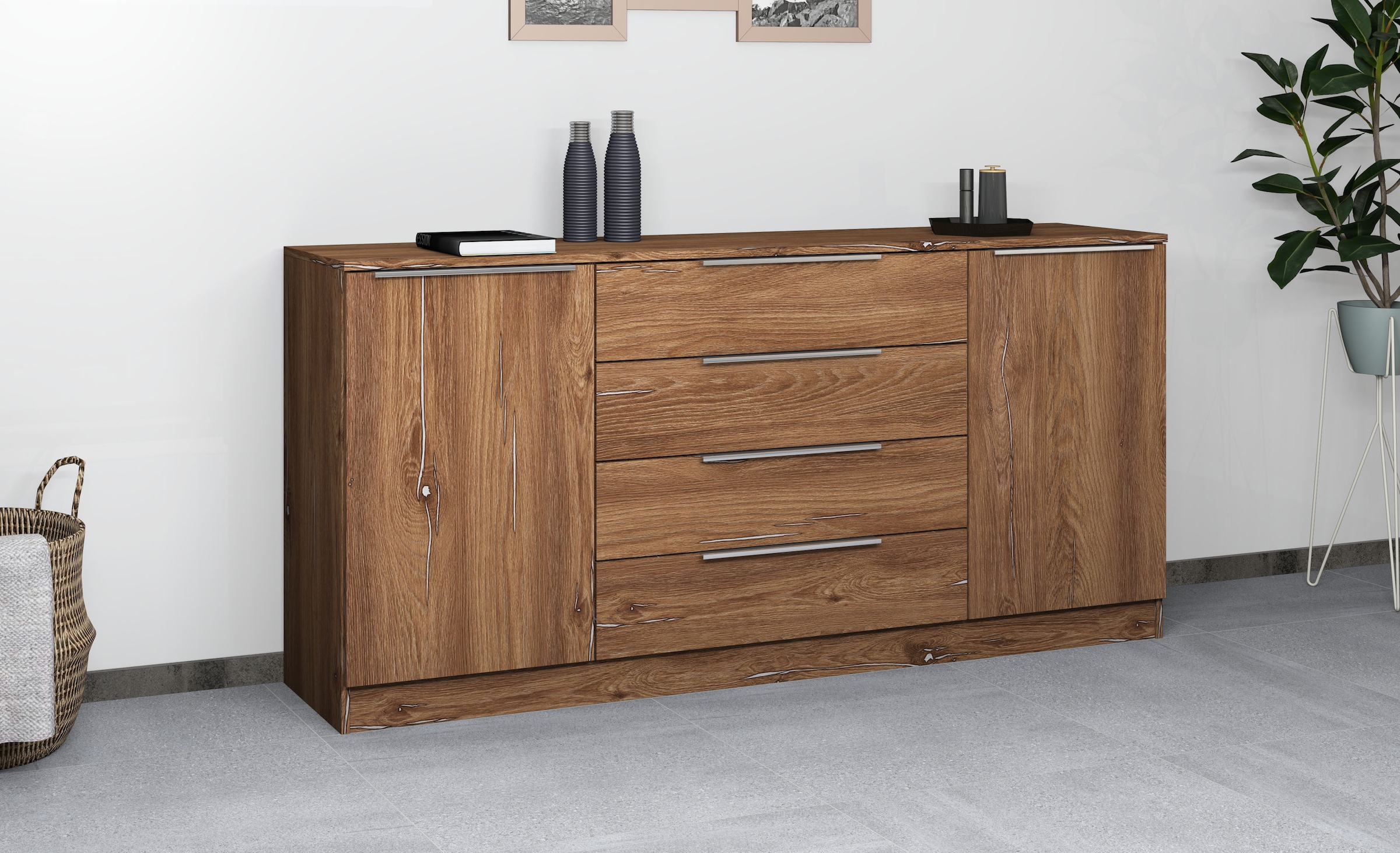borchardt Möbel Commode »Oliva, Kommode mit Metallgriffen« mit 4 Schubkästen