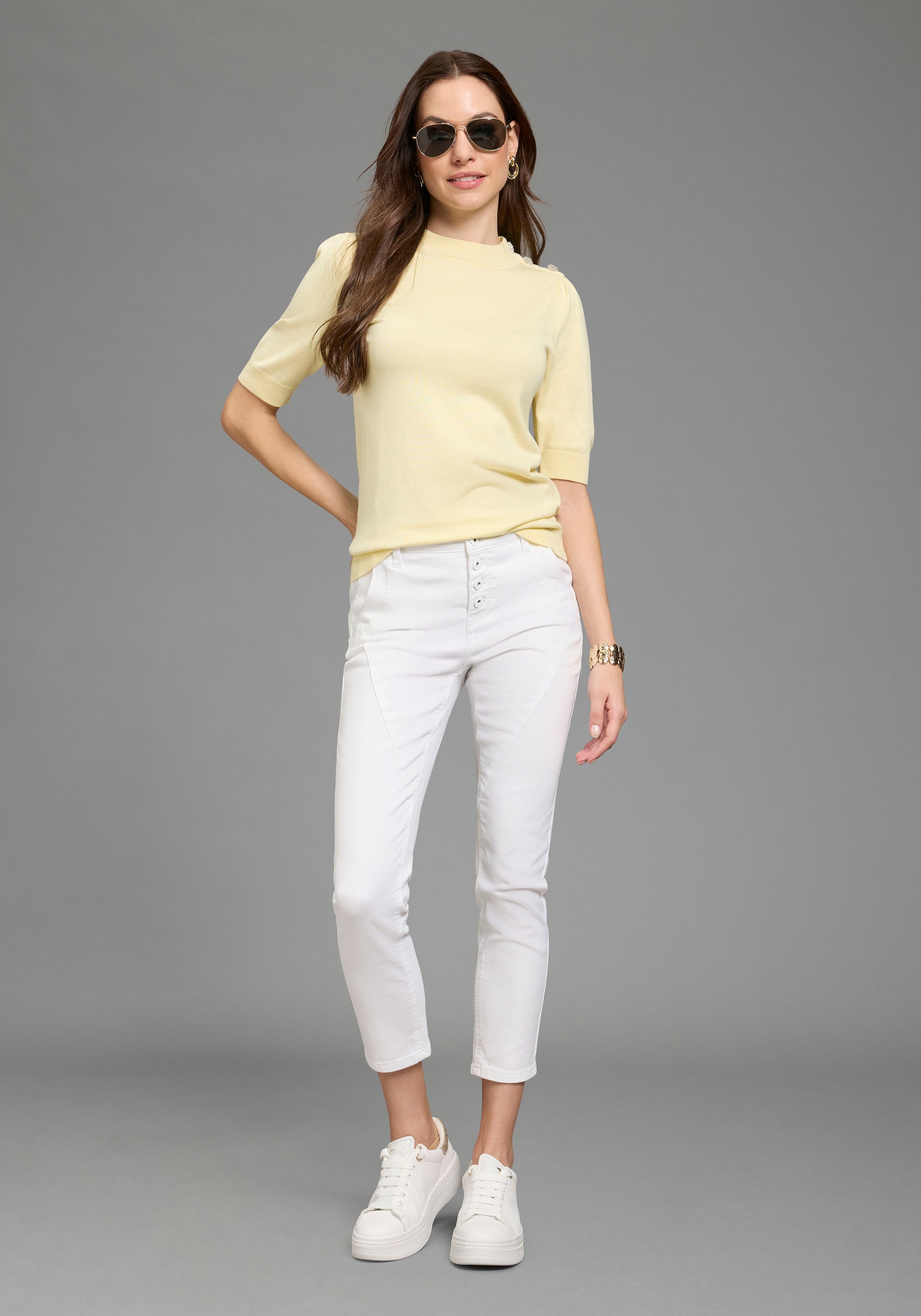 Bruno Banani Jeans 7/8 Skinny Fit, extra enger Beinverlauf, 7/8-Länge, mit Knopfleiste