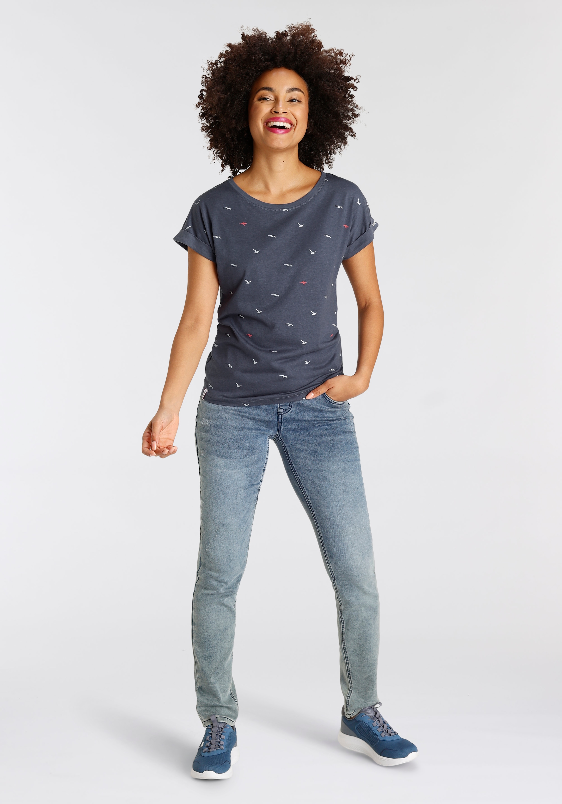 KangaROOS T-shirt imprimé kurzärmelig,  figurumspielend,  mit Print,  mit Rundhalsausschnitt