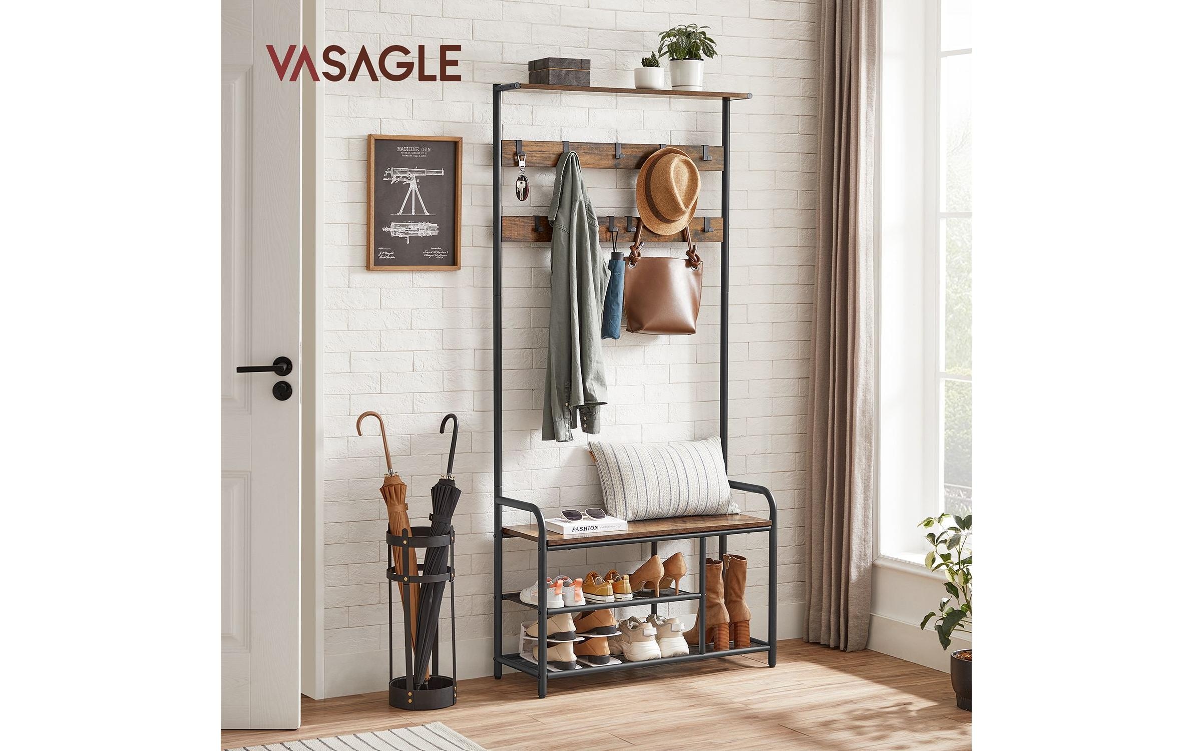 VASAGLE Porte-manteau »mit Schuhregal 85 cm x 180.5 cm« Garderobenständer mit Schuhbank und neun Haken