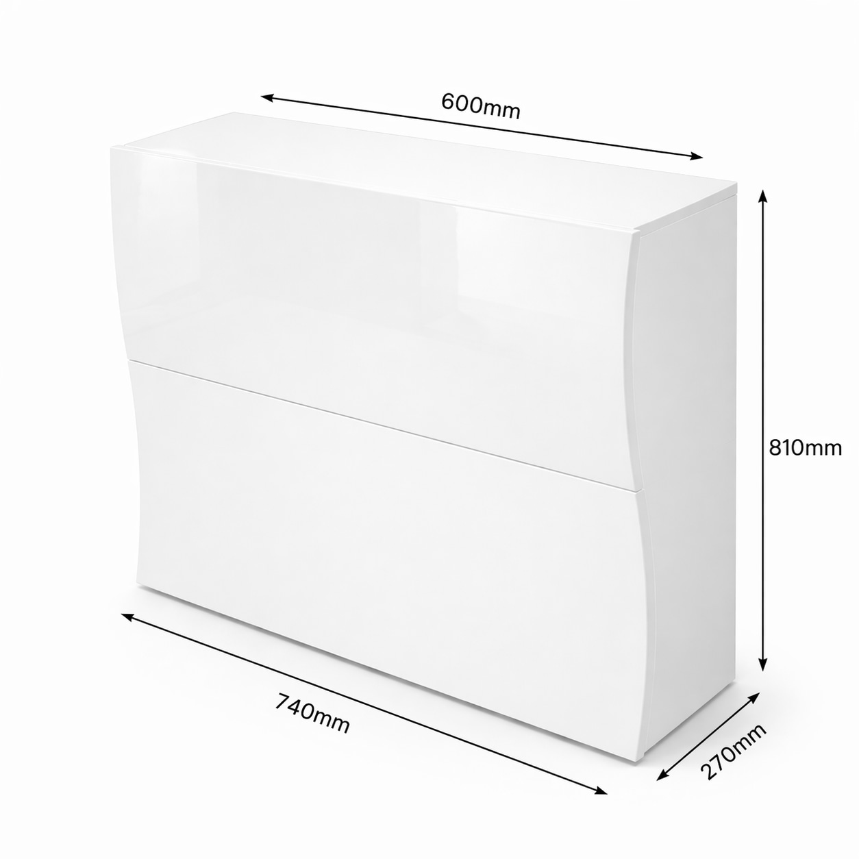 GOODproduct Armoire à chaussures »Luxor 2, Schuhregal, Schuhkommode, Höhe 81 cm« UV-lackiert, Hochglanz, grifflos, 2-türig