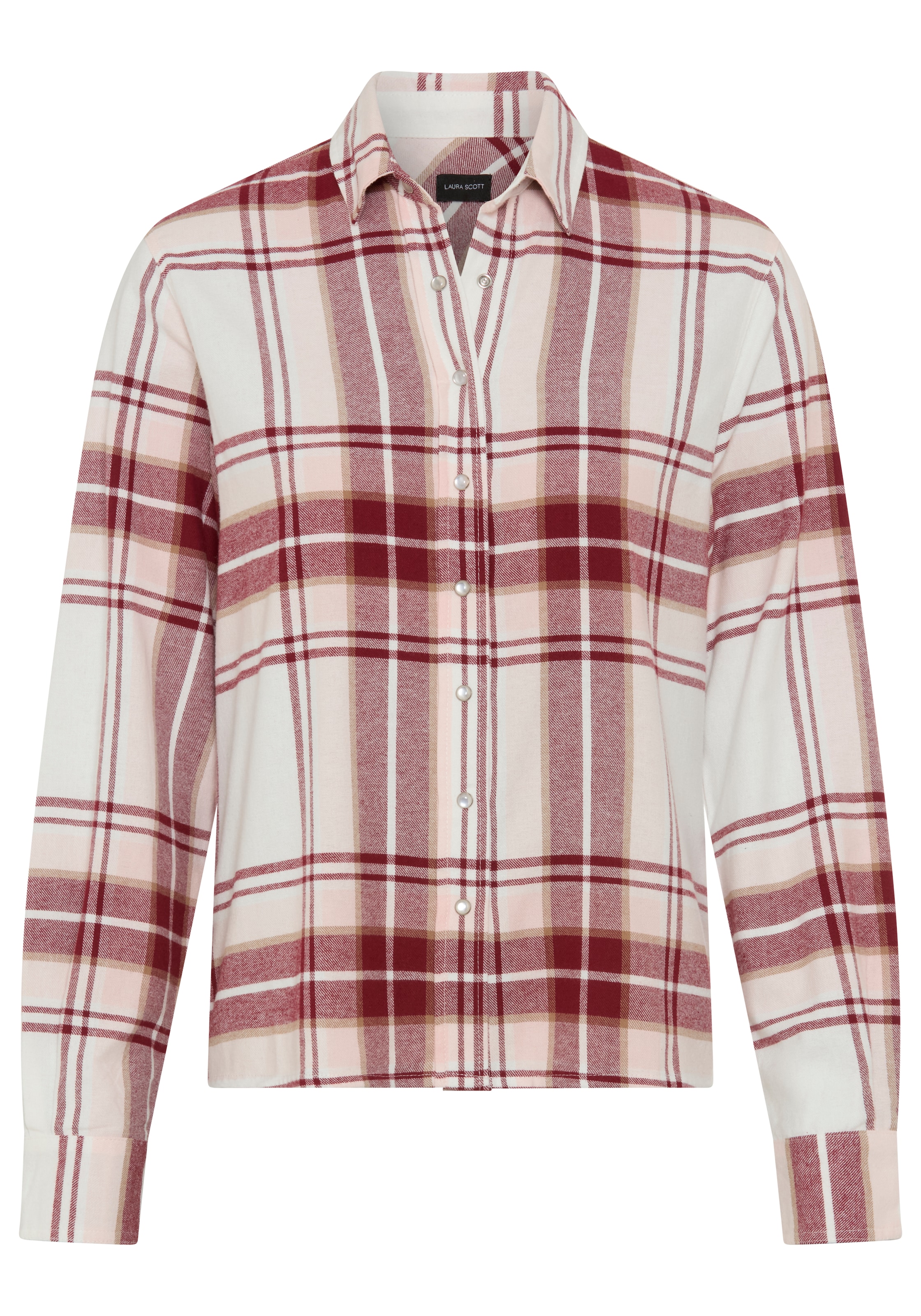 Laura Scott Blouse chemise style décontracté, motif à carreaux, en coton flanelle tout doux