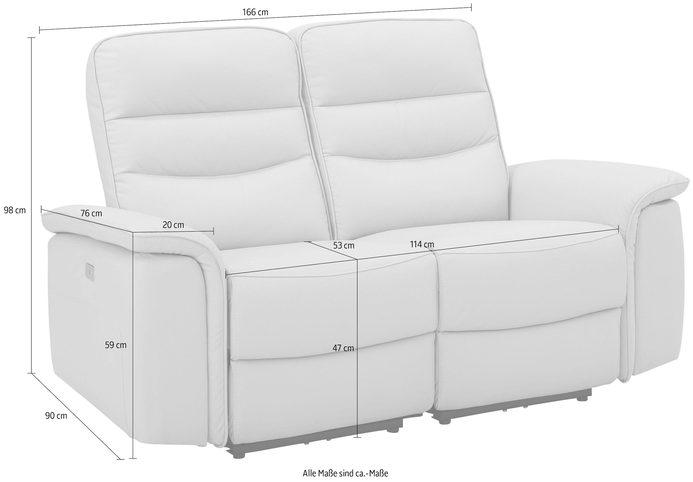 Home affaire 2-places »Maldini« elektrischer Relaxfunktion und USB-Anschluss, Breite 166 cm