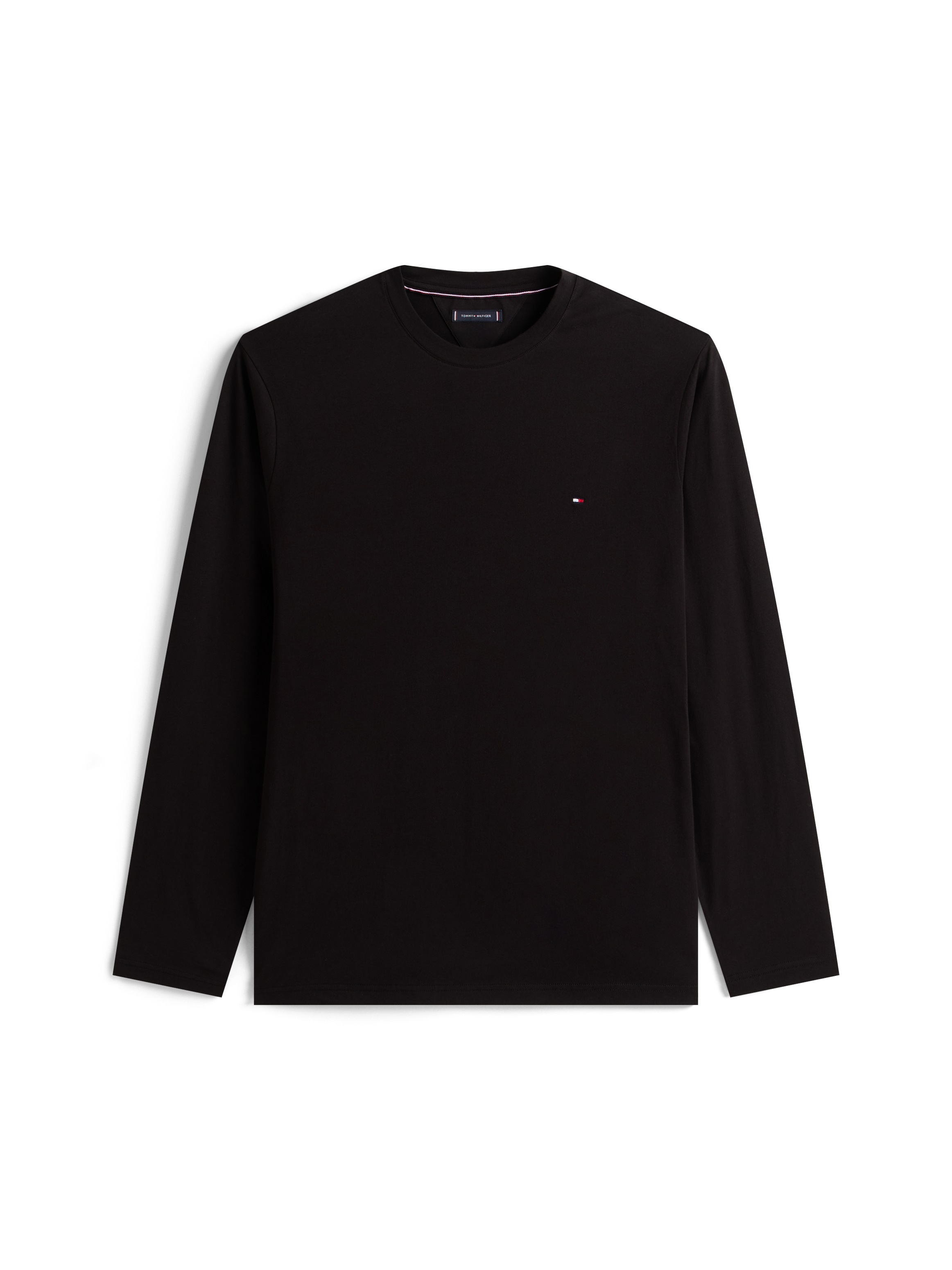 Tommy Hilfiger Big & Tall T-shirt à manches longues »BT-STRETCH SLIM FIT TEE-B mit Rundhals und Logo« uni, décontracté, coupe slim, mélange coton, col rond, grandes tailles