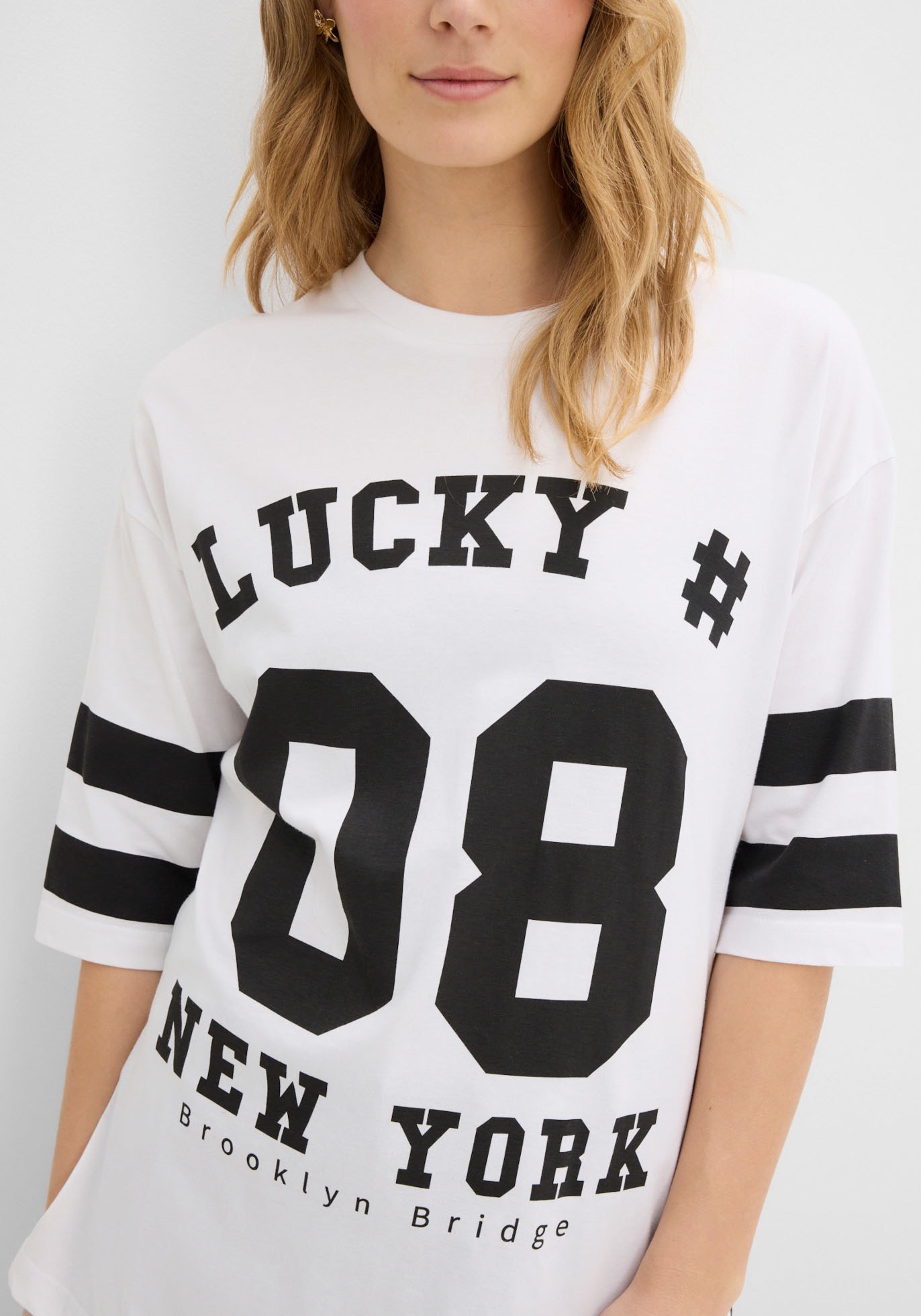 bonprix T-shirt oversize »Oversize-Shirt aus reiner Baumwolle« Coupe oversize, manches mi-longues, en coton pur