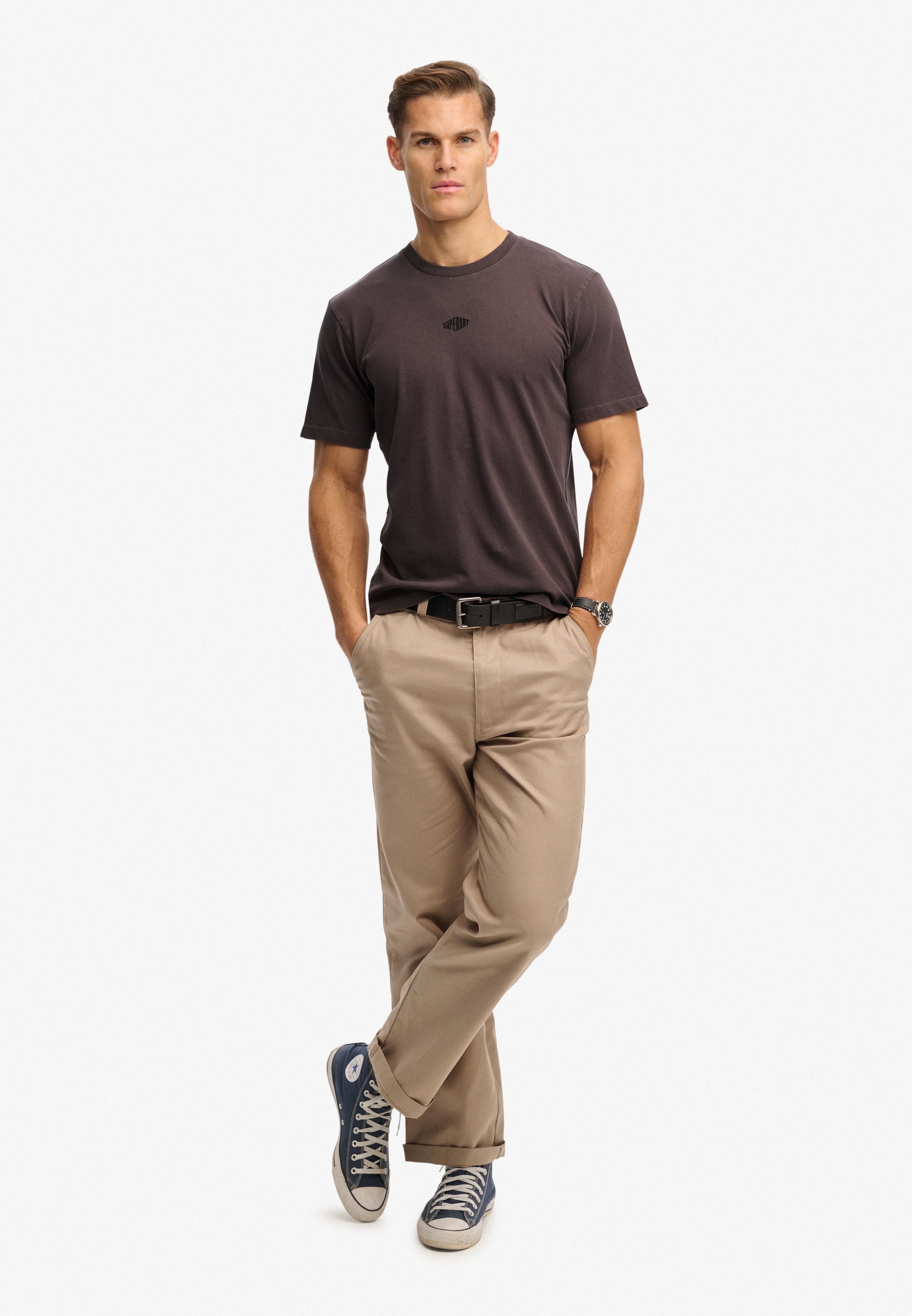 Superdry Shirt à col rond »MICRO LOGO TSHIRT« mit Micro-Marken-Logo