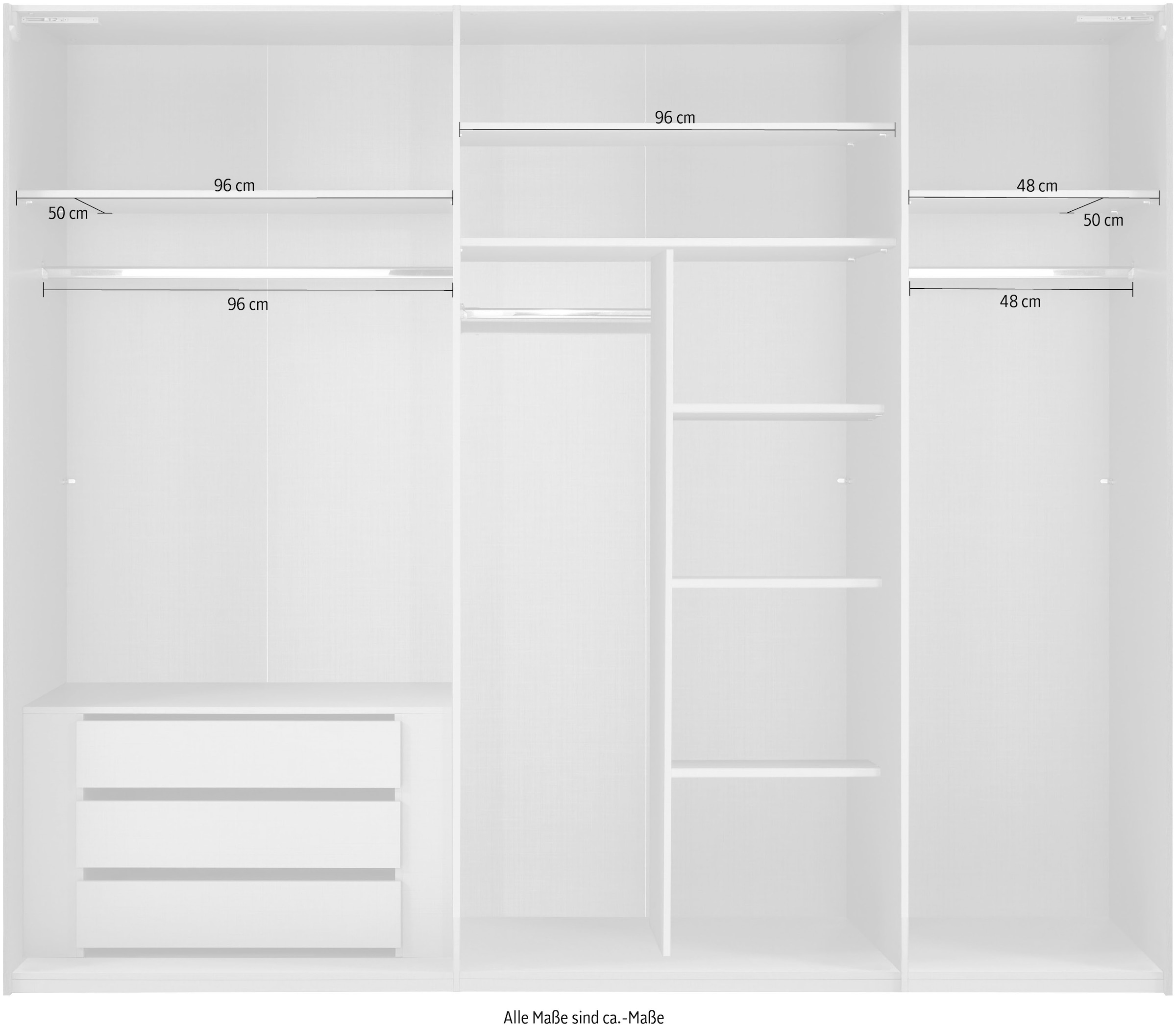 Wimex Kleiderschrank »Indiana by fresh to go, wahlweise mit oder ohne Spiegel« INKLUSIVE Innenausstattung und Selbsteinzug für die Türen,  grosse Breiten250 oder 300cm, mit oder ohne Glasfront, Made in Germany