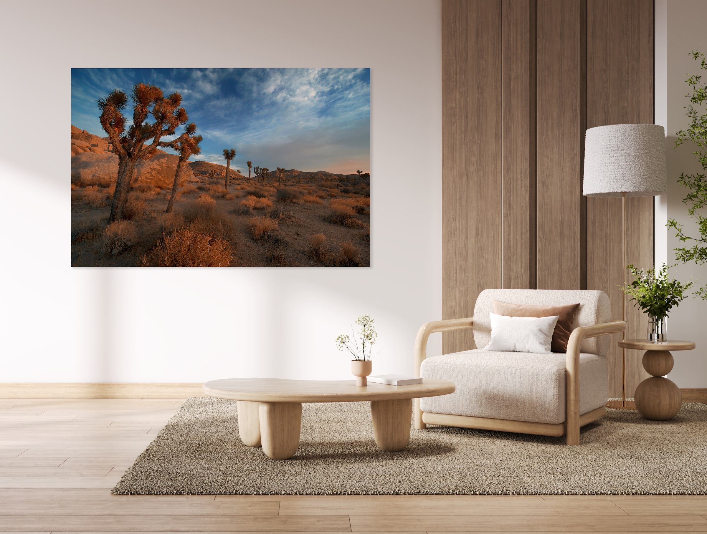 queence Tableau en verre acrylique »Wüstenlandschaft Landschaft Wüste mit Vegetation« 1 cuis tlg. avec effet de profondeur 3D flottant, grâce à la fixation sans cadre