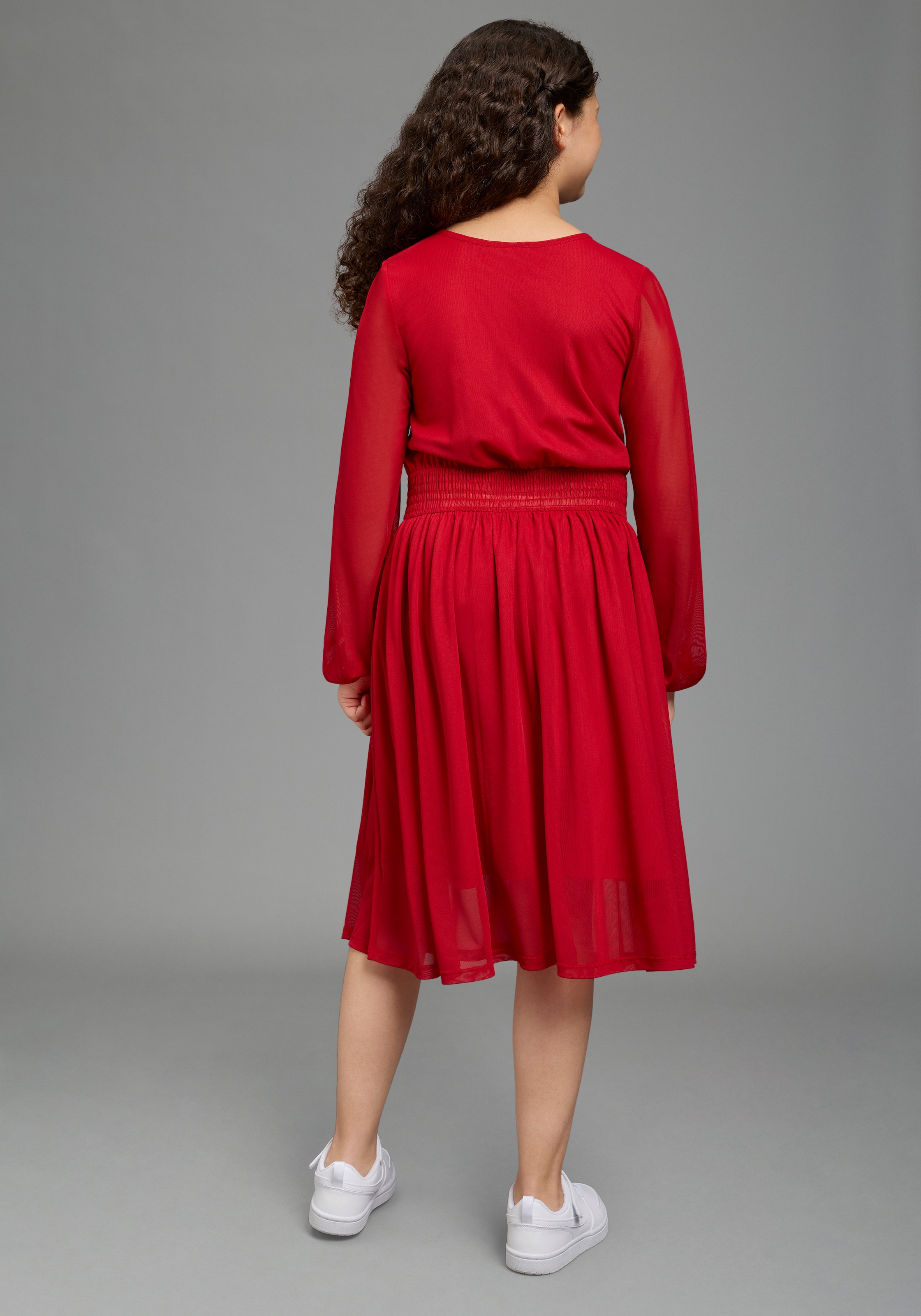 Bruno Banani Chiffonkleid »Meshkleid mit transparenten Ärmeln für festliche Anlässe« Festliches Shirtkleid mit Chiffon