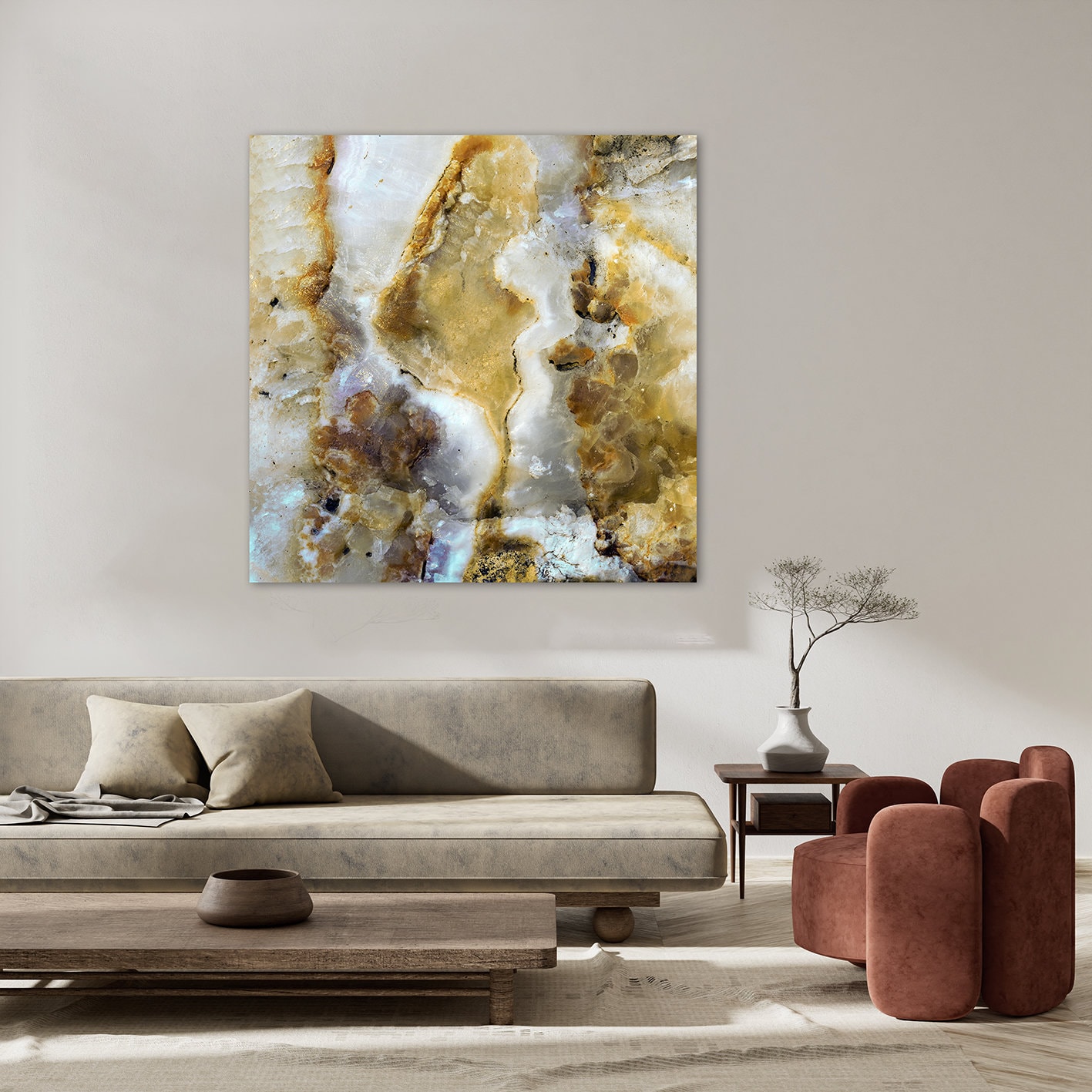 queence Peintures »Aluminium Bild Goldeffekt Marmor« Abstrait | Formes | Marbre Alu Dibond avec structure brossée pour un effet métal noble