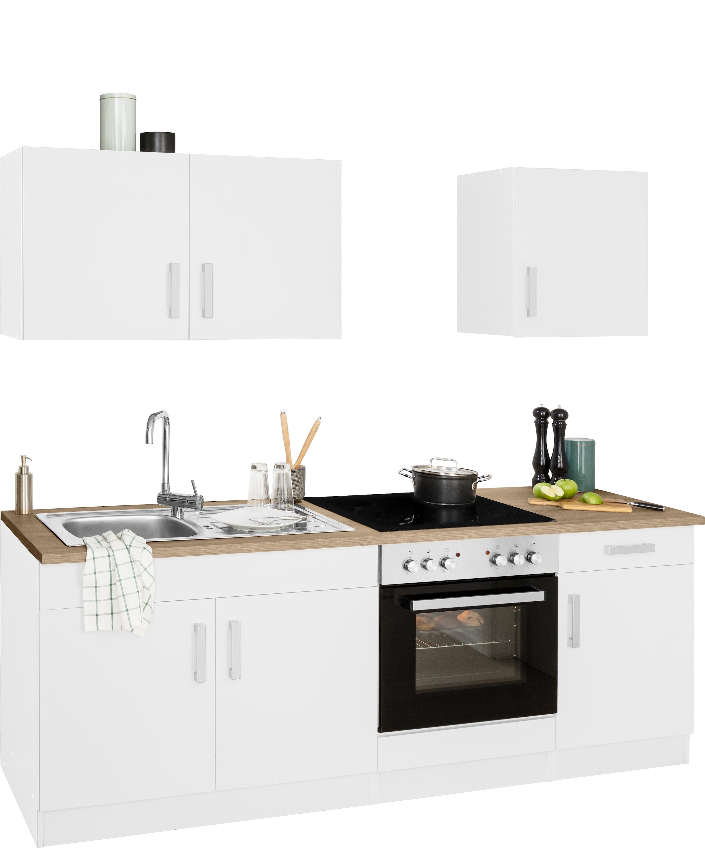 KOCHSTATION Kitchenette »KS-Gera« largeur 210 cm, au choix avec set de cuisinière électrique, avec plan de travail