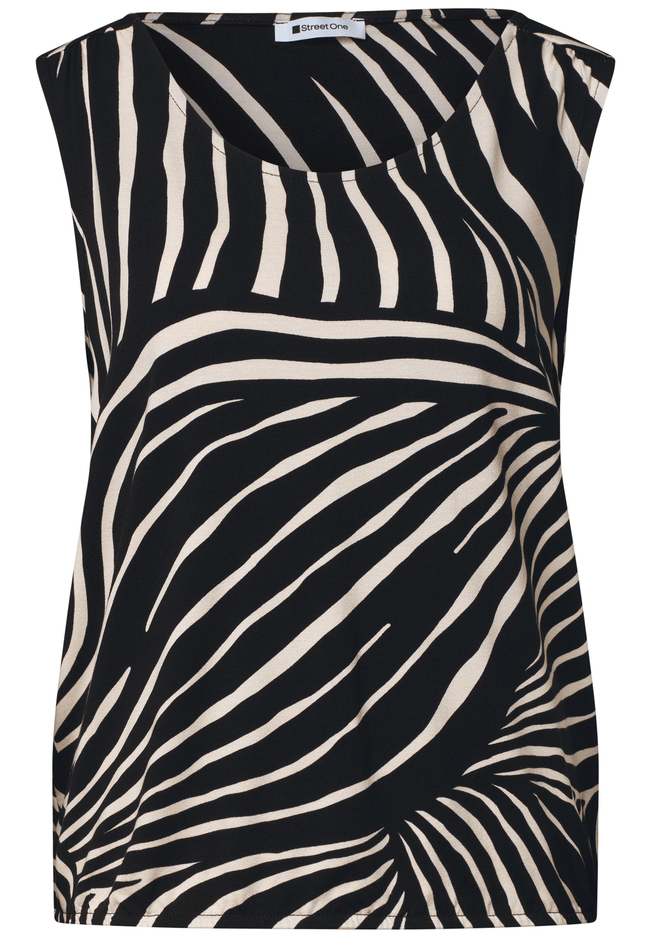 STREET ONE Shirttop Sommertop bedruckt mit V-Neck und Elastiksaum