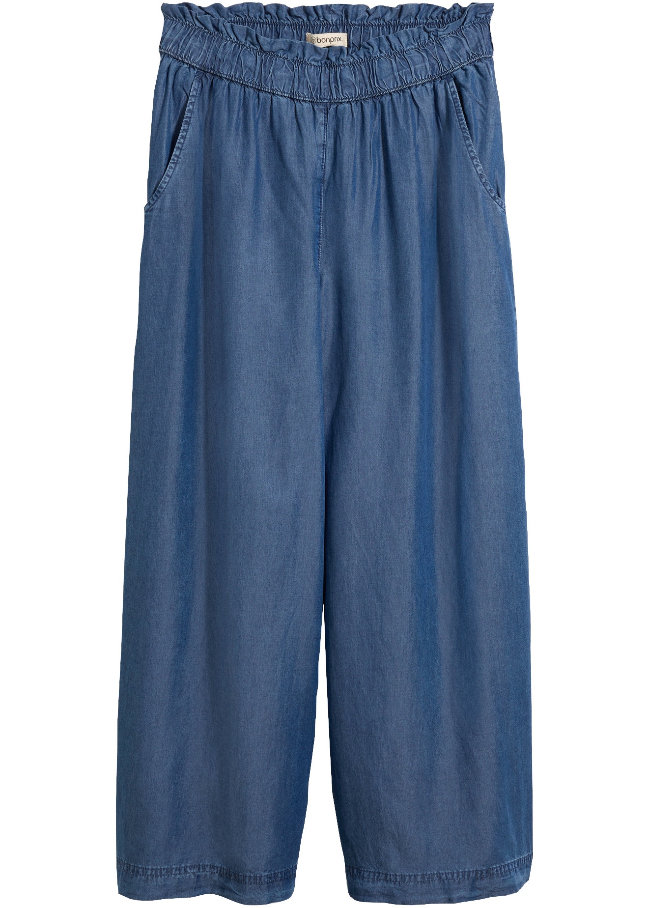 bonprix Pantalon palazzo  aspect jean, en lyocell, avec ceinture confortable, coupe loose