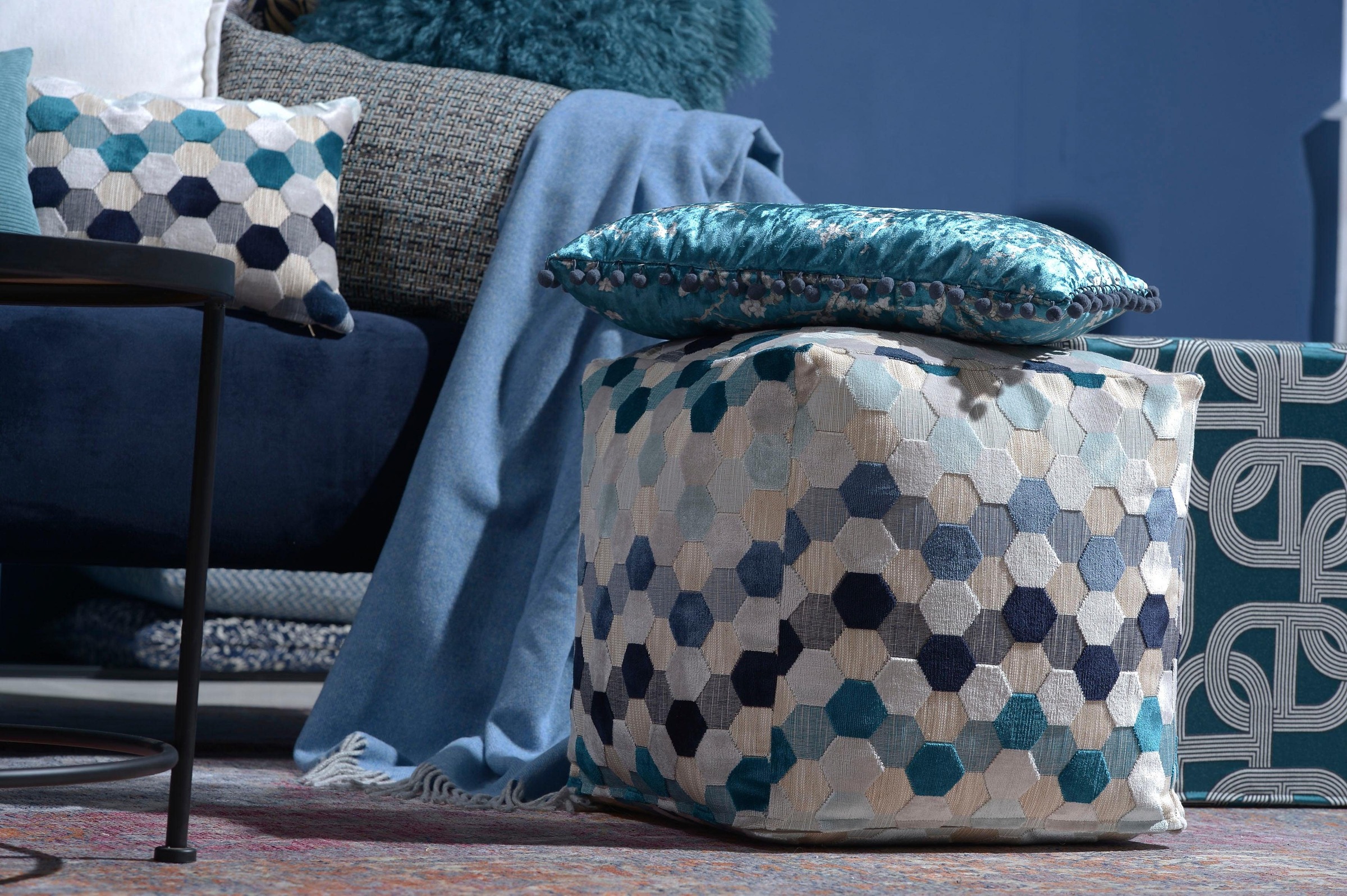 H.O.C.K. Dekokissen »Mosaico« mit feinem Karomuster, Kissenhülle mit Füllung, 1 Stück