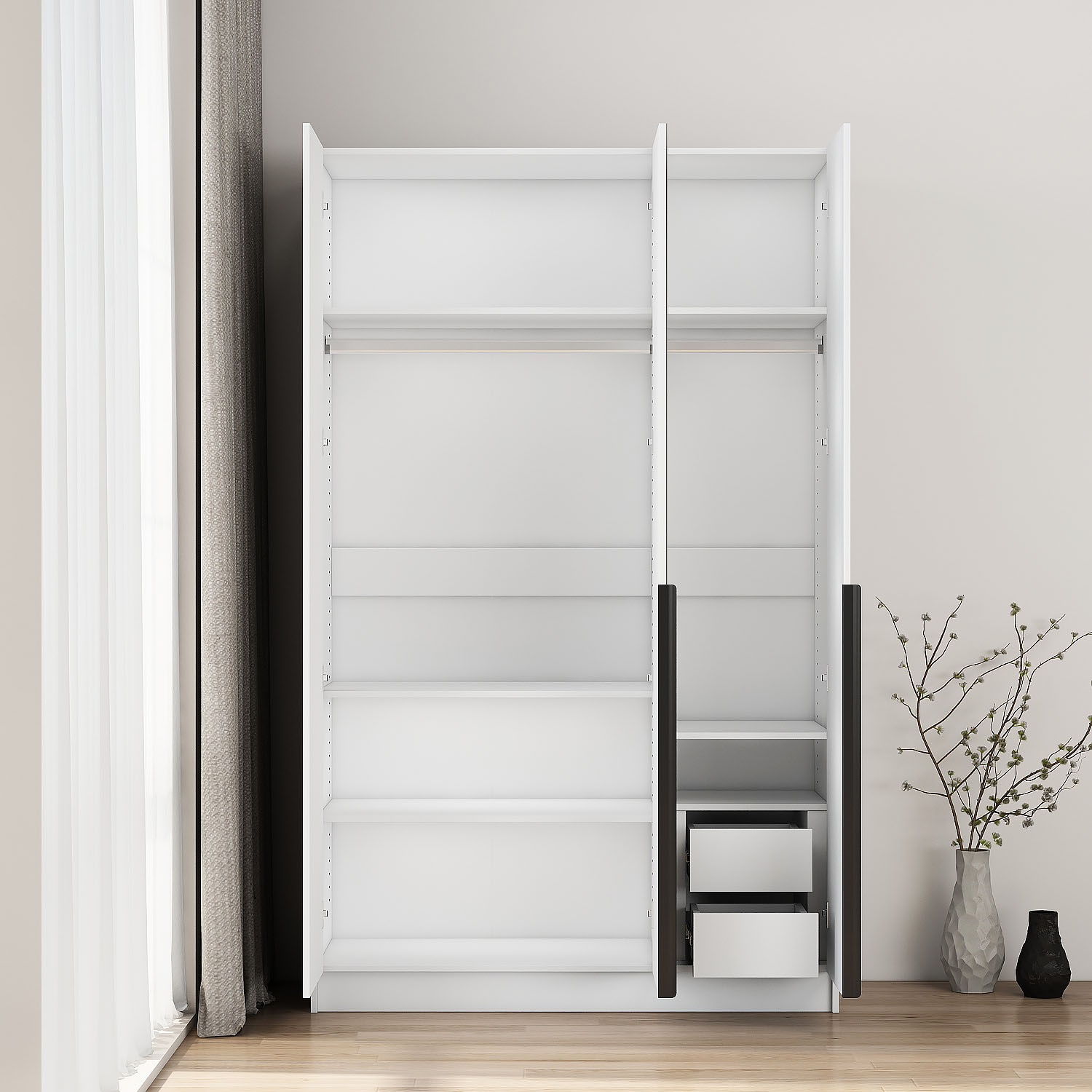 GOODproduct Kleiderschrank »Annor Schlafzimmerschrank Breite 122cm hochglanz Schrank Garderobe« Drehtürenschrank mit perfekter Innenausstattung - elegante Türgriffe
