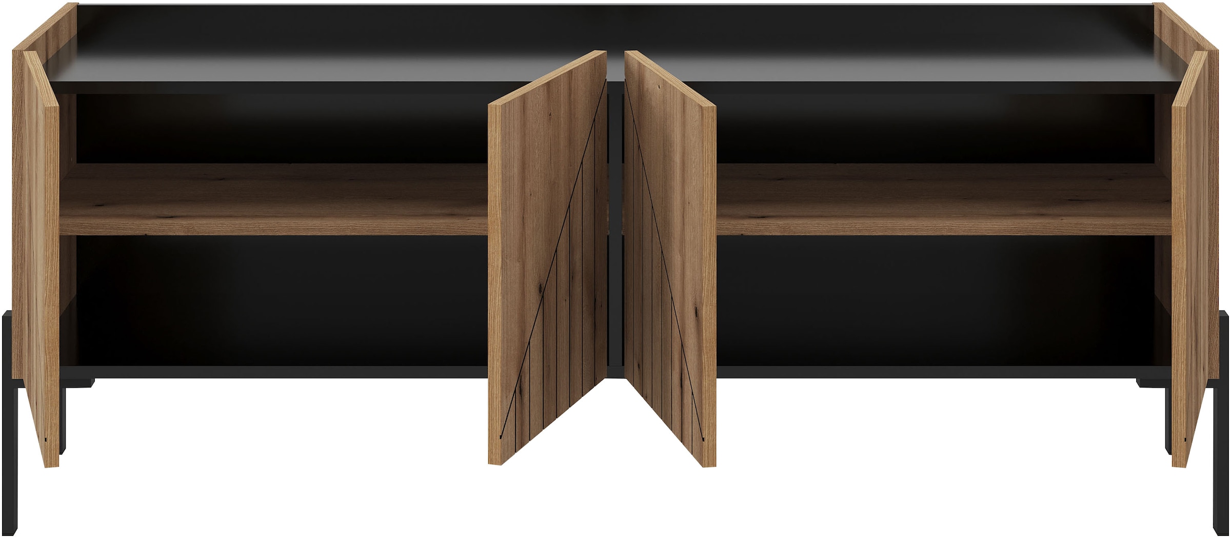 Home affaire Lowboard »SNETT, Breite: 155cm, mit Metall-Stabfüssen, 4 Türen, 2 Einlegeböden« TV-Lowboard, Mediaschrank, Mediaboard, TV-Schrank, Schrank, Board