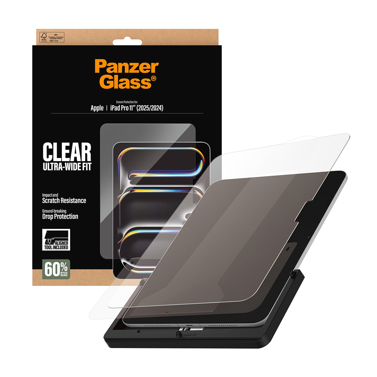 CARE by PanzerGlass Verre de protection d'écran »Ultra-Wide Fit Screen Protector« für Apple iPad Pro 11 (2024 - 2025) Displayschutzfolie, Schutzfolie, Bildschirmschutz, kratz- & stossfest