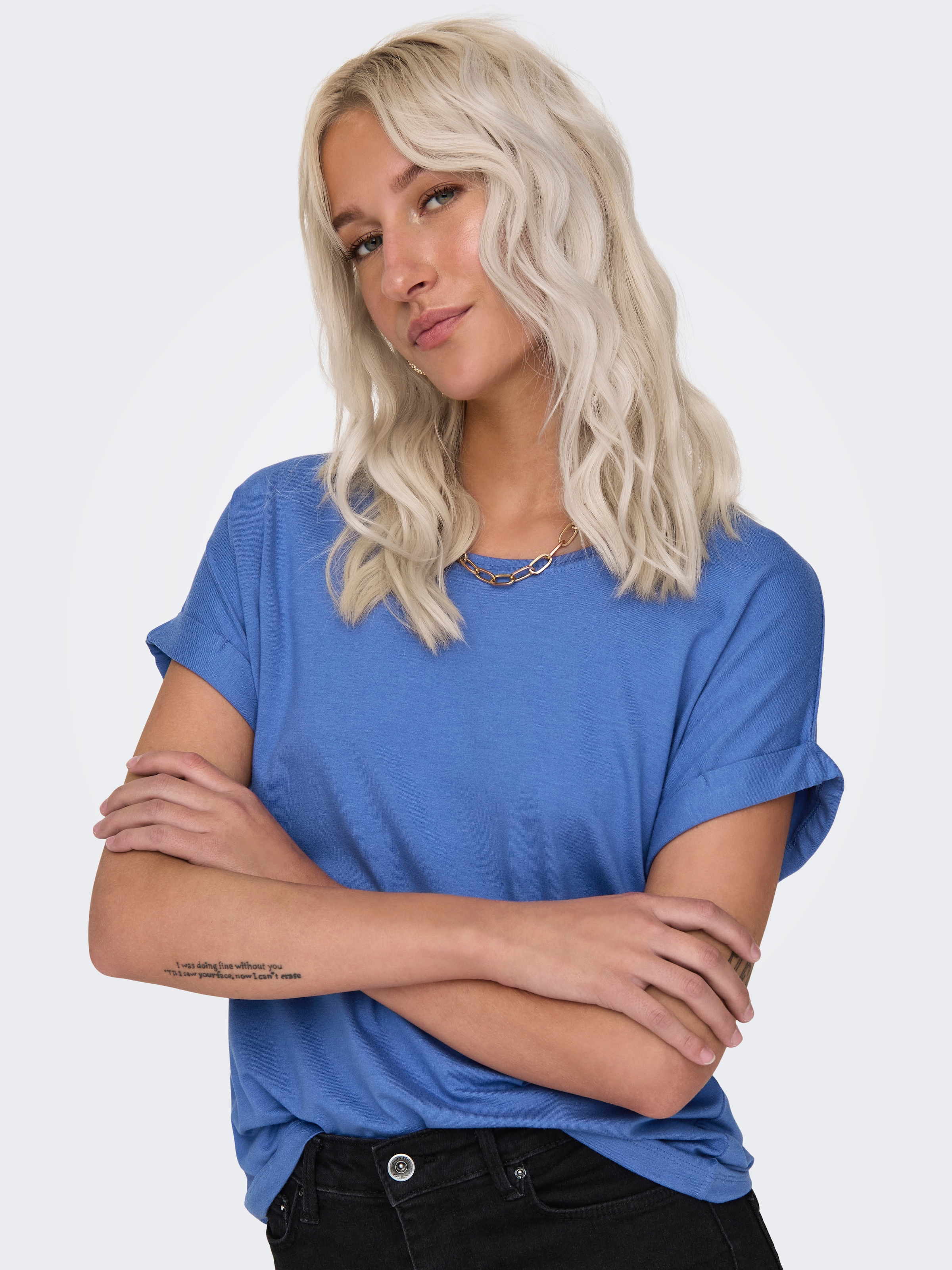 ONLY T-Shirt »ONLMOSTER – Kurzarmshirt mit Aufschlag und klassischem Look« Viskosemischung, regular fit