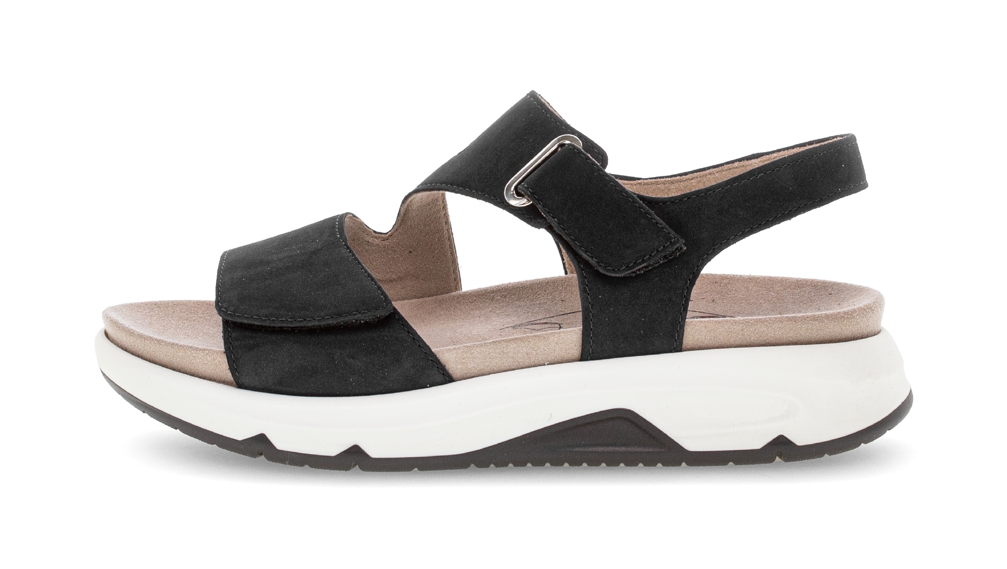 rollingsoft Sandales  compensé, sandale à brides avec fermetures velcro, largeur G