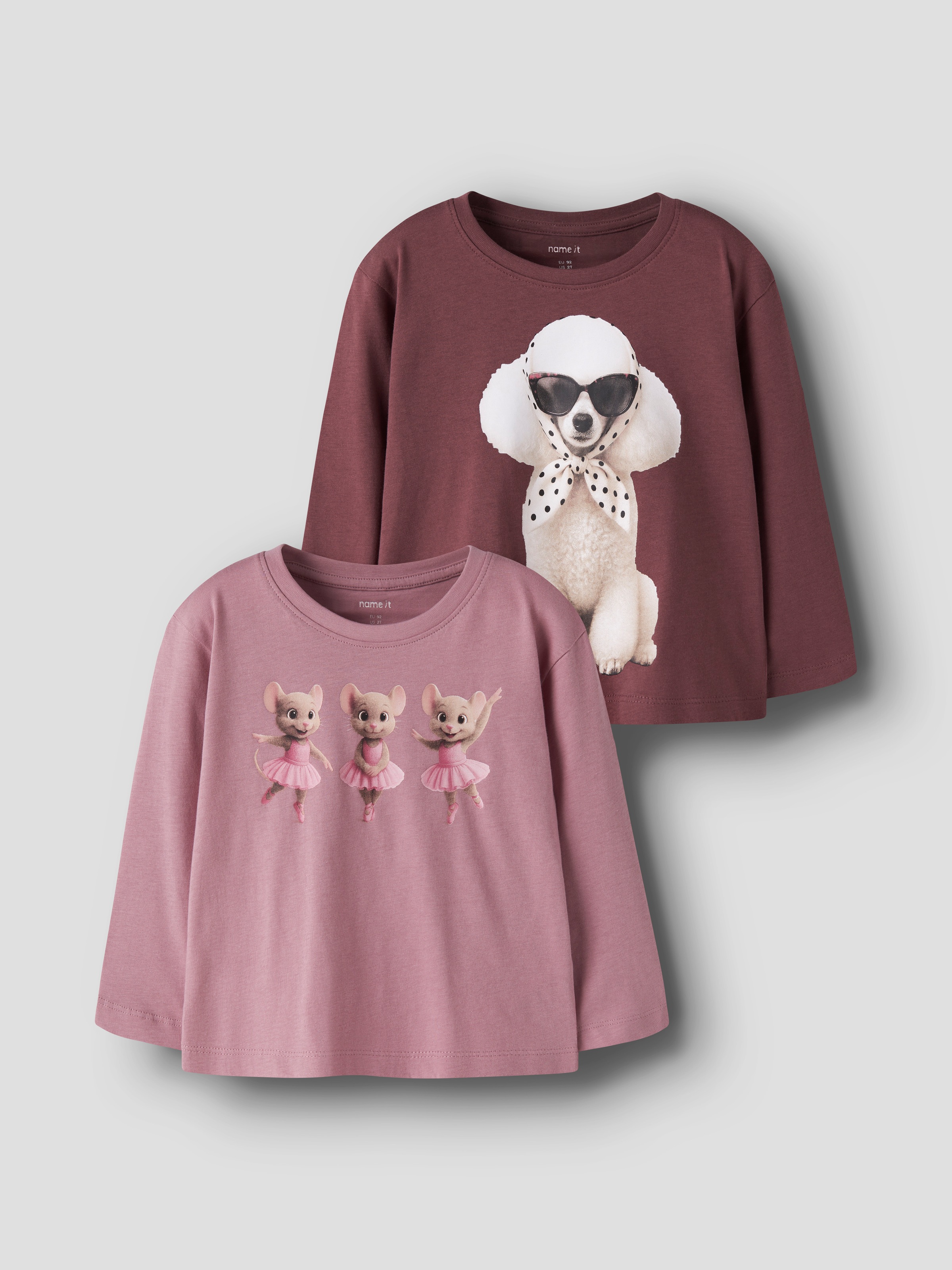 Name It T-shirt à manches longues »NMFVOTEA 2P LS NREG TOP« Paquet, 2 coton, coupe régulière