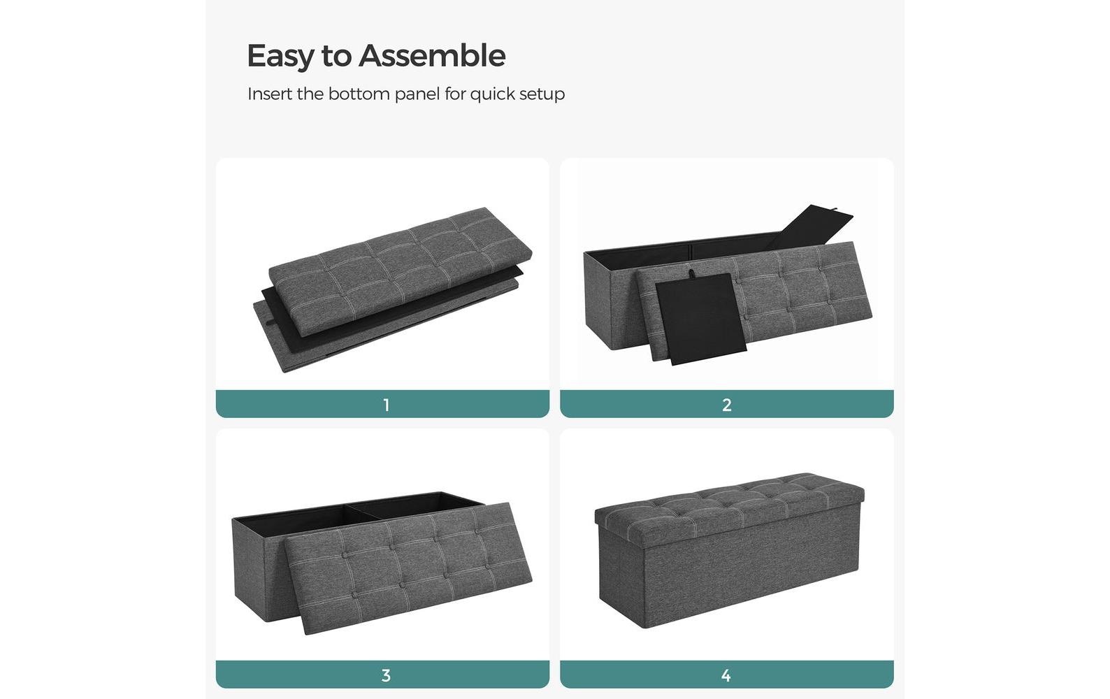 SONGMICS Sitztruhe »mit Aufbewahrung 110 x 38 cm Dunkelgrau«