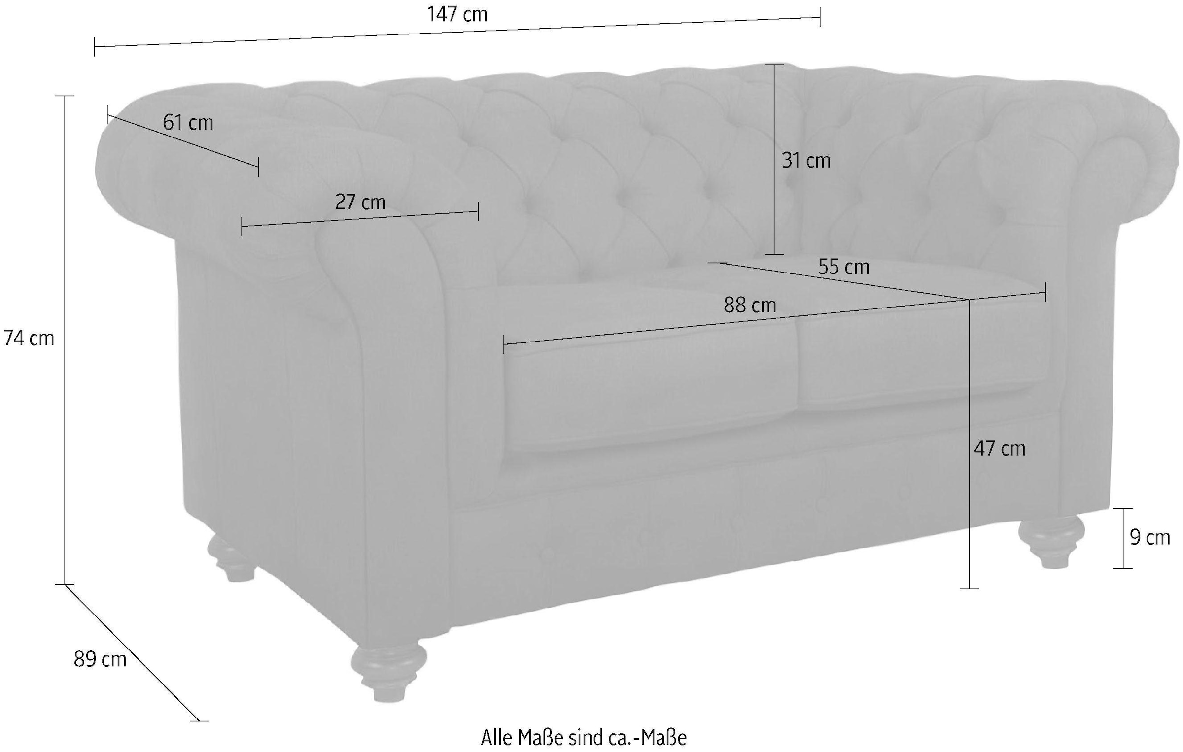 Home affaire Canapé Chesterfield »Duc 2-Sitzer« hochwertige Knopfheftung im Rücken, Samtoptik mit changierender Optik