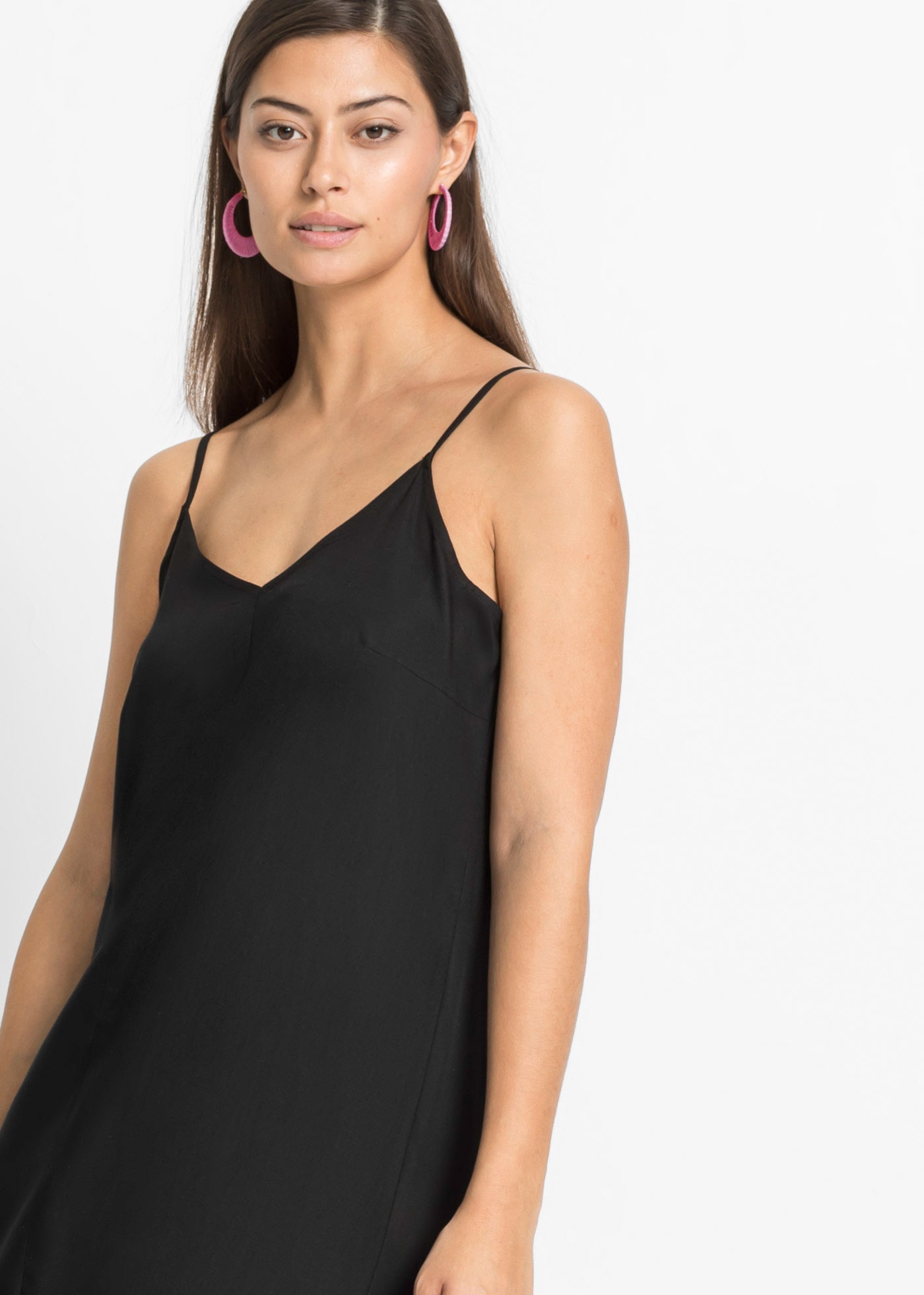 bonprix Robe à bretelles »Trägerkleid aus feiner Viskose« für den Alltag, ärmelloses Design, aus Viskose, in A-Linie