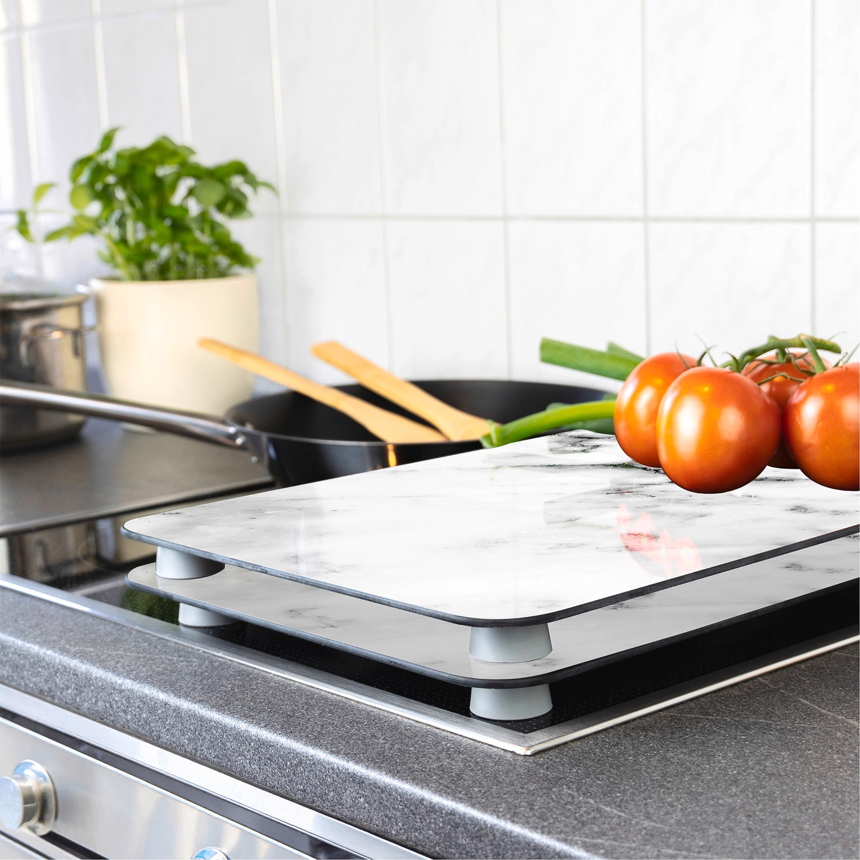 WENKO Herd-Abdeckplatte »Universal Modell Marmor« Herdabdeckung für alle Herdarten, kratzfest, mit rutschfesten Füssen