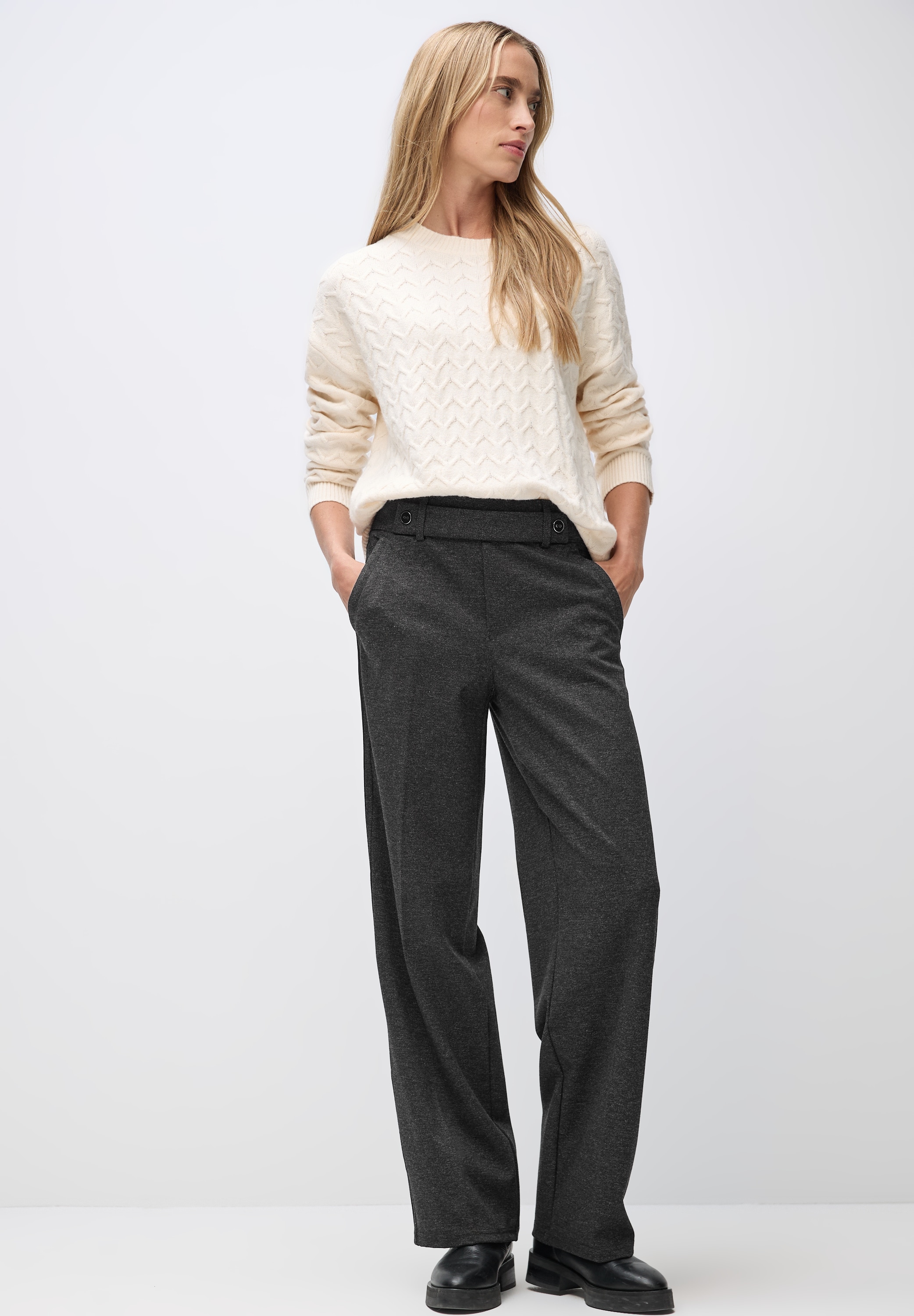 STREET ONE Stoffhose  Melange mit Gallonstreifen