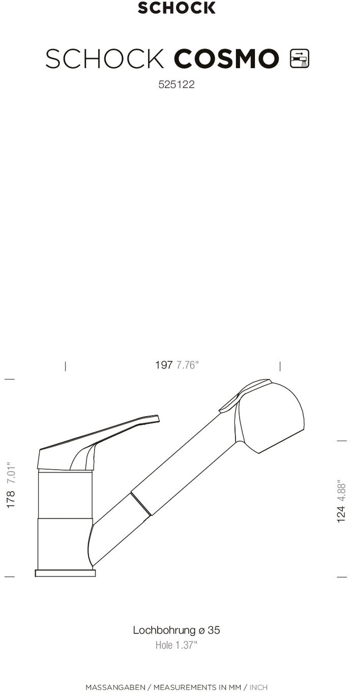 Schock Robinetterie de cuisine »Cosmo« ausziehbarer Auslauf, Strahl-Brausefunktion