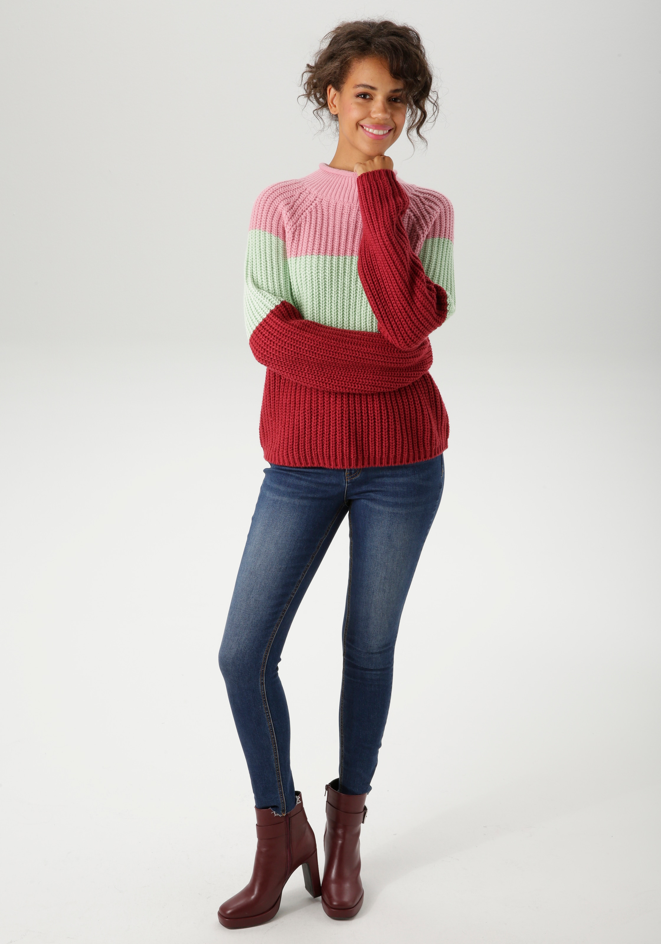 Aniston CASUAL Strickpullover im trendfarbigen Color-Blocking - NEUE KOLLEKTION