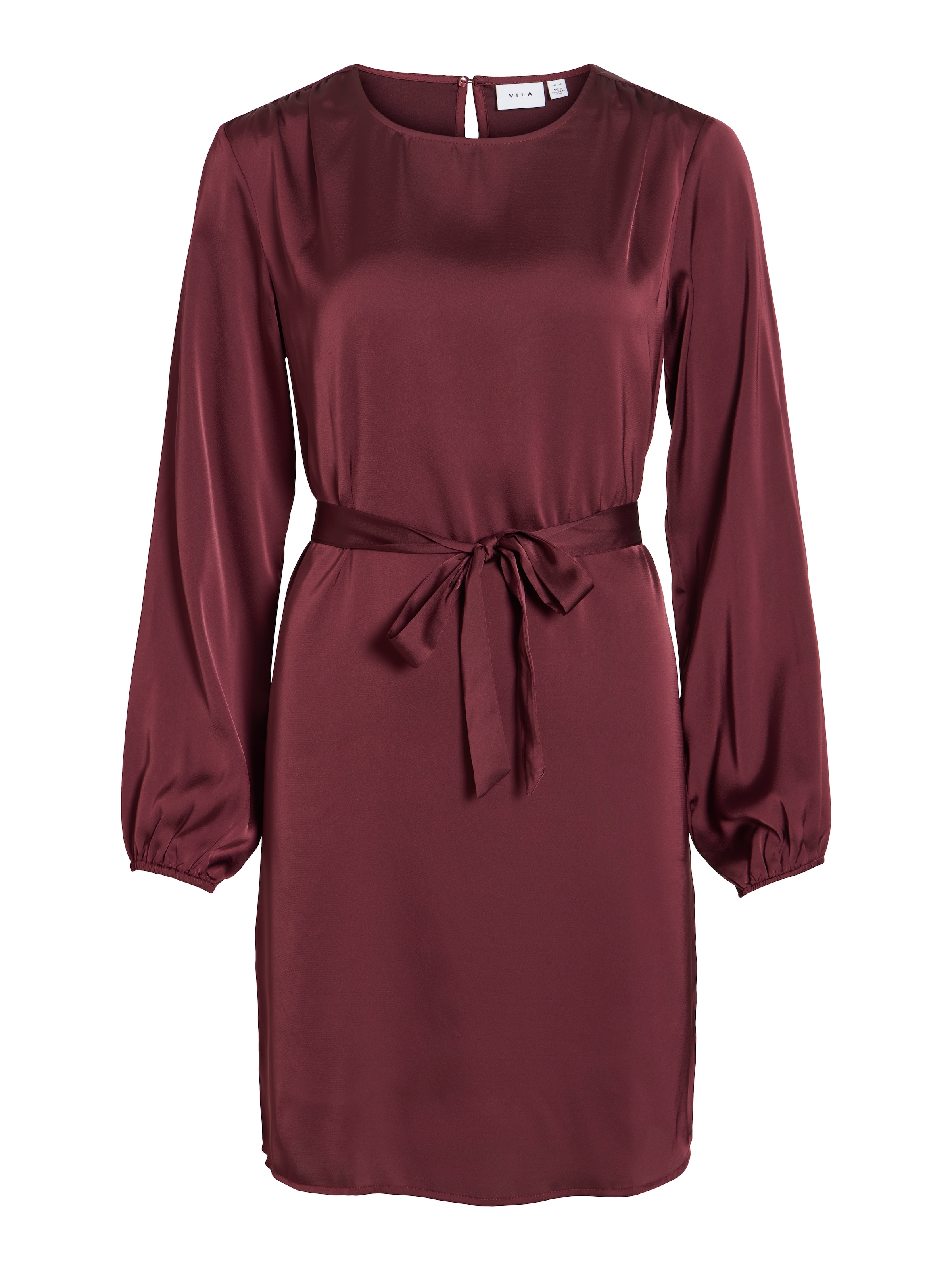 Vila Minikleid »VIENNA RAVENNA L/S O-NECK DRESS - NOOS« lockere Passform, aus Kunstfaser, pflegeleicht