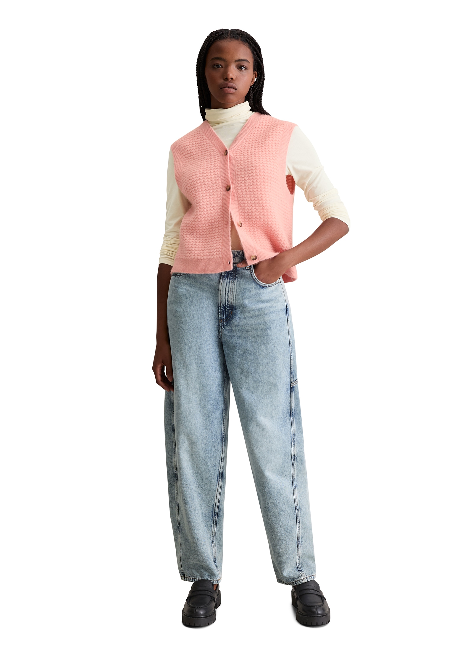 Marc O'Polo DENIM Pull-over mit Knöpfen, regular fit, aus Wolle-Mix, moderne Zickzack-Struktur