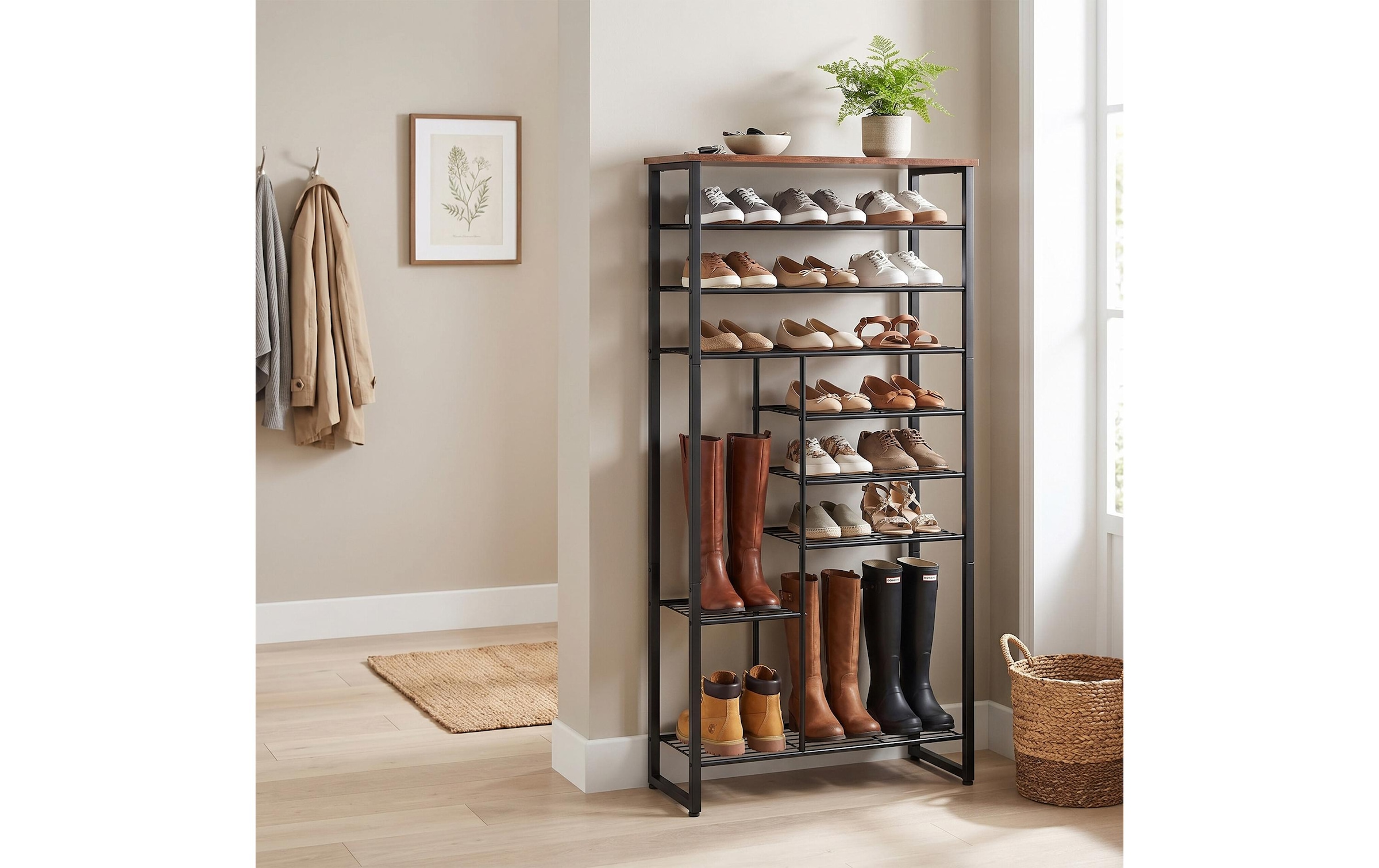 relaxdays »Schuhregal 75 x 172.5 cm, Schwarz/Braun«