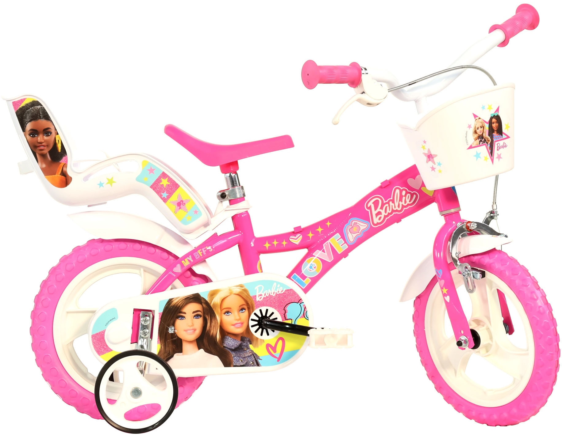 Dino Bikes Vélo pour enfant »Barbie 12" Kinderfahrrad 2-4 Jahre« 1 Gang Sans engrenages