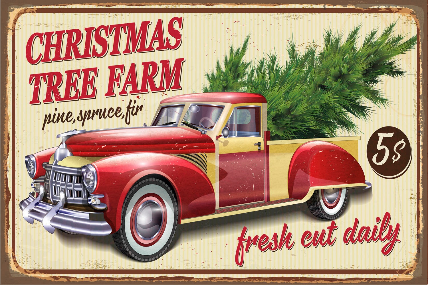 queence Tableau métallique »Christmas Tree Farm« 1 cuis tlg. Stahlschilder