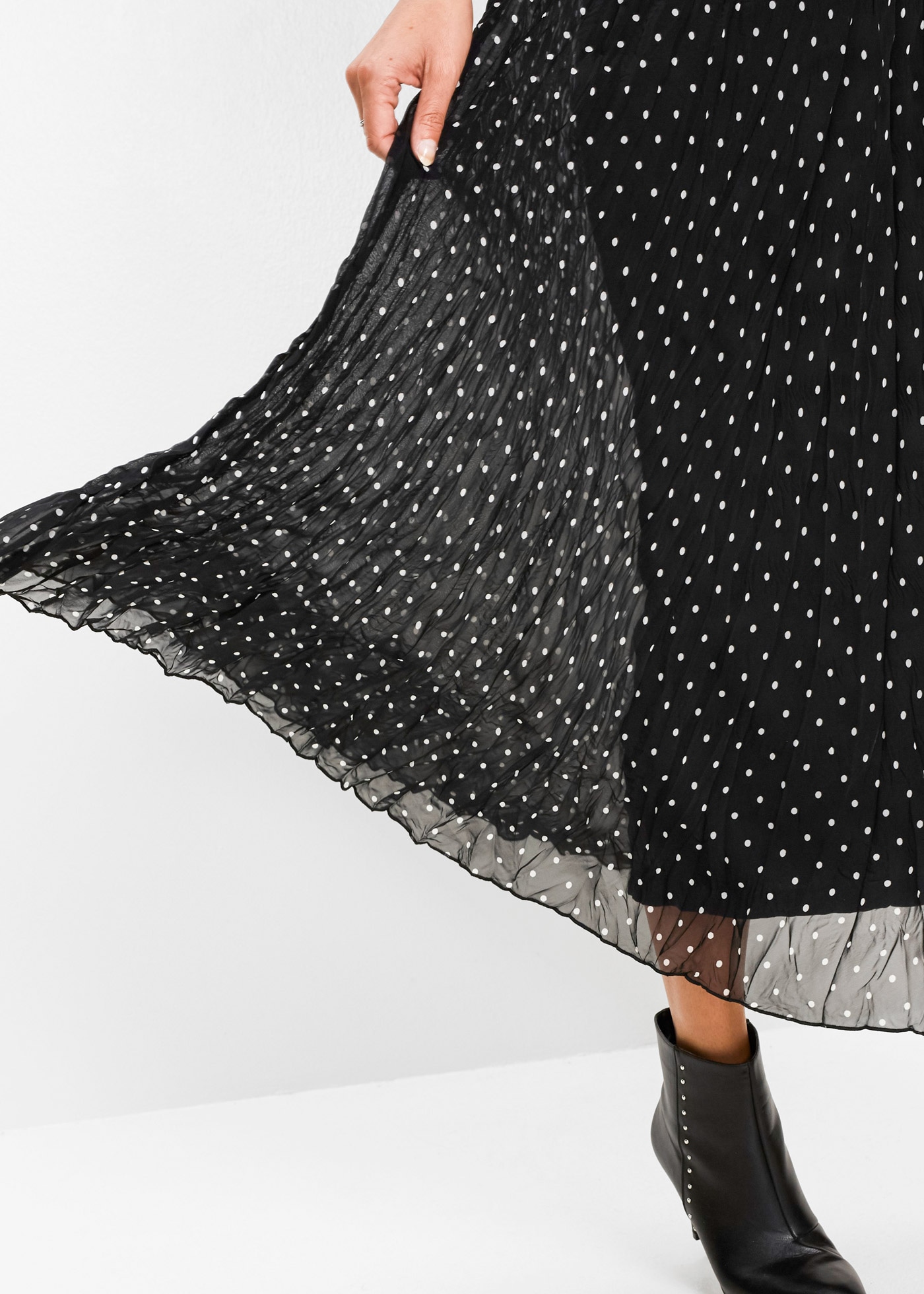 bonprix Plisseerock mit Elastikbund, in A-Linie, mit Crash-Optik